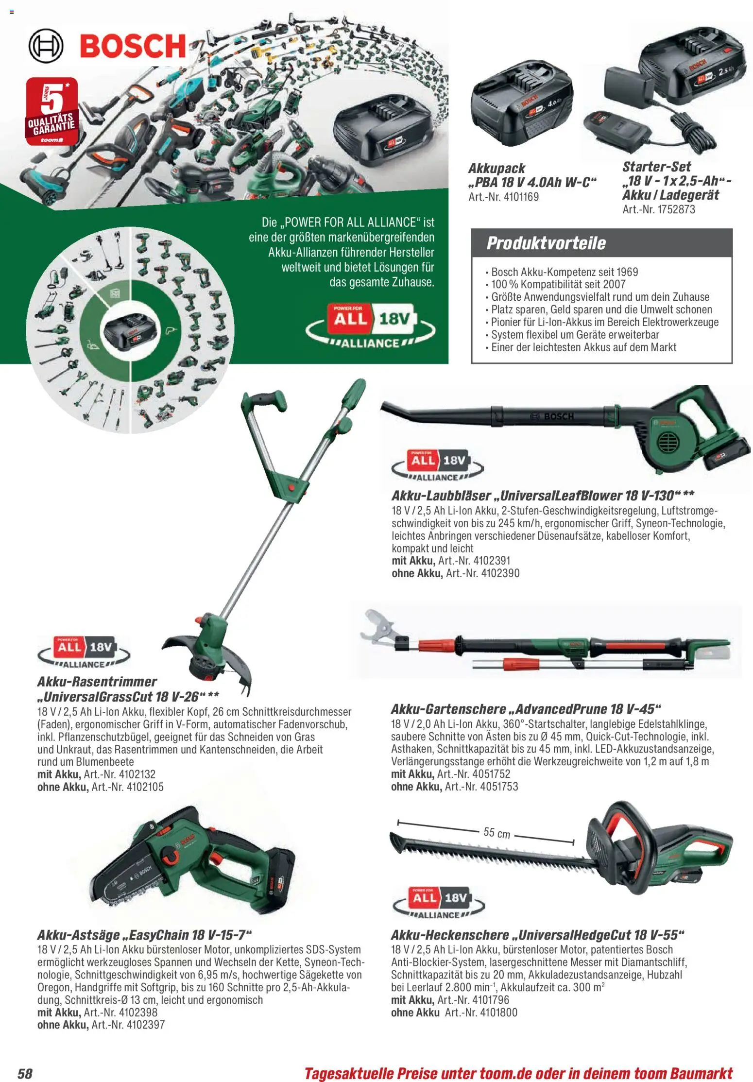 Toom Baumarkt Gartenpflege & Teich 2026 – gültig ab 20.02.2026 | Seite: 58 | Produkte: Bosch, Ladegerät