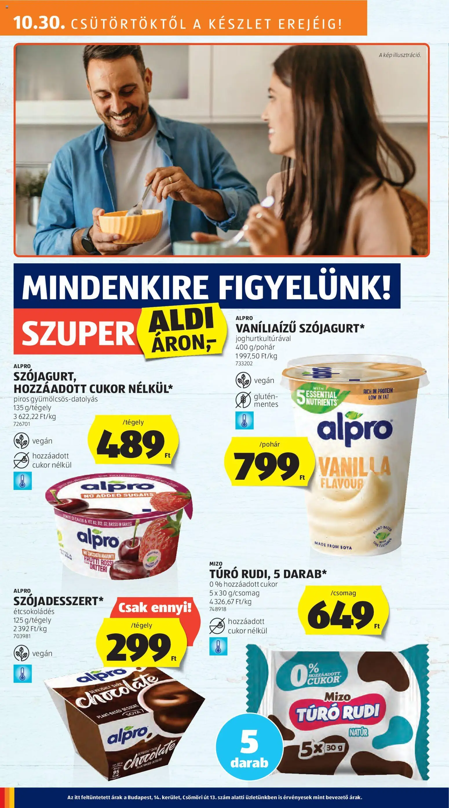 Aldi akciós ujság - amely érvényes a következő dátumtól: 30.10.2025 | Oldal: 22 | Termékek: Túró rudi, Vegán, Túró, Cukor