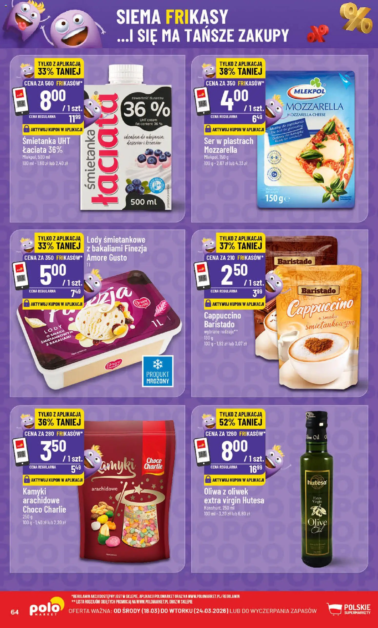 POLOmarket gazetka od 18.03.2026 | Strona: 64 | Produkty: Cappuccino, Ser, Mozzarella, Lody