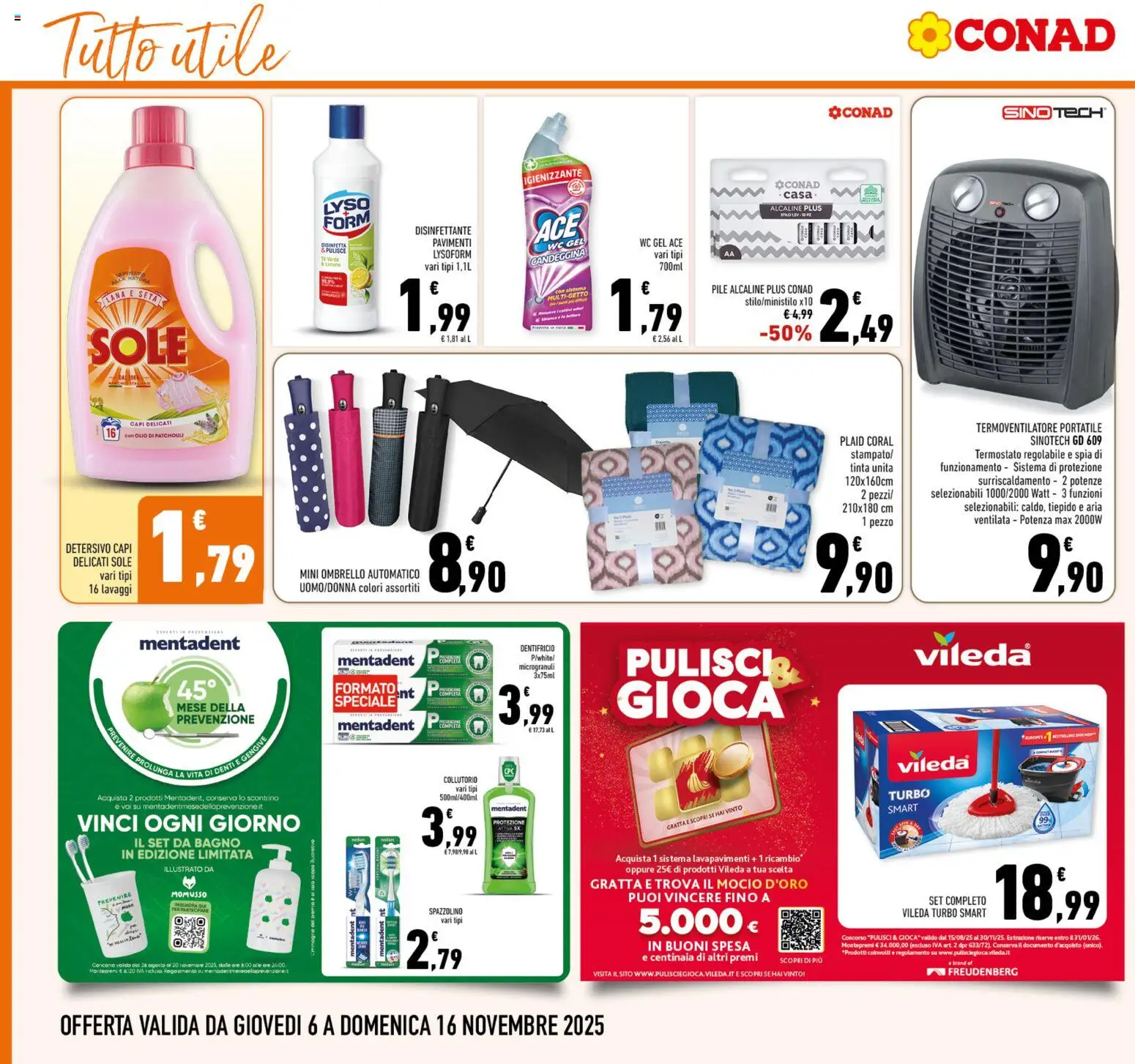 Volantino Conad del 06.11.2025 | Pagina: 22 | Prodotti: Collutorio, Candeggina, Fan, Bagno