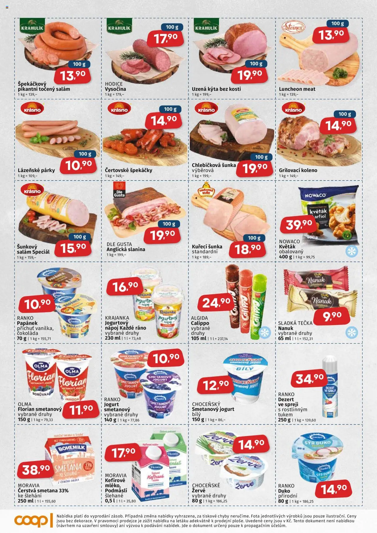 Coop leták - Východočeský region od 18.06.2025 | Strana: 2 | Produkty: Kefír, Smetana, Kuřecí šunka, Anglická slanina