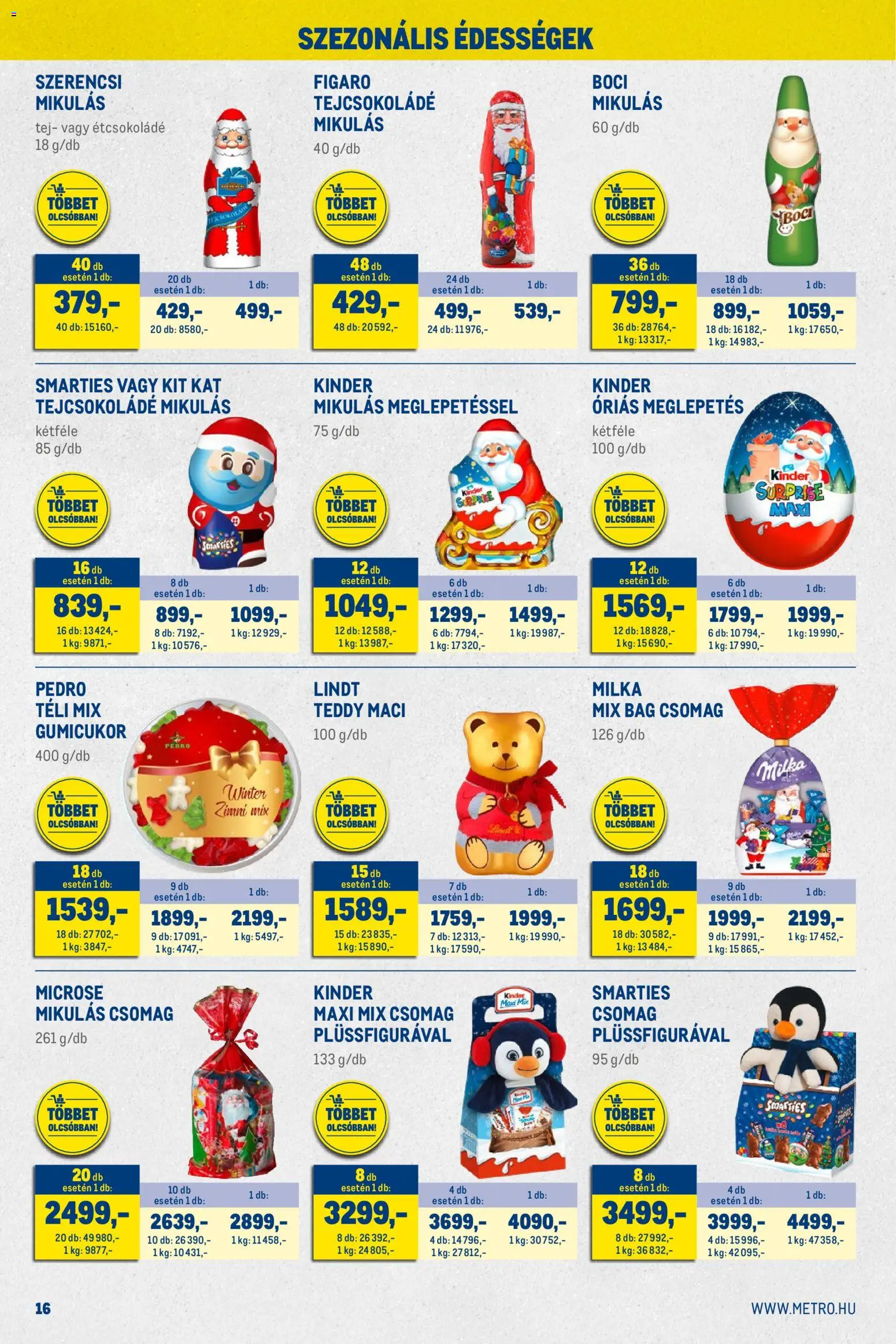 Metro akciós ujság - amely érvényes a következő dátumtól: 01.12.2025 | Oldal: 16 | Termékek: Édességek, Gumicukor, Tejcsokoládé, Tej
