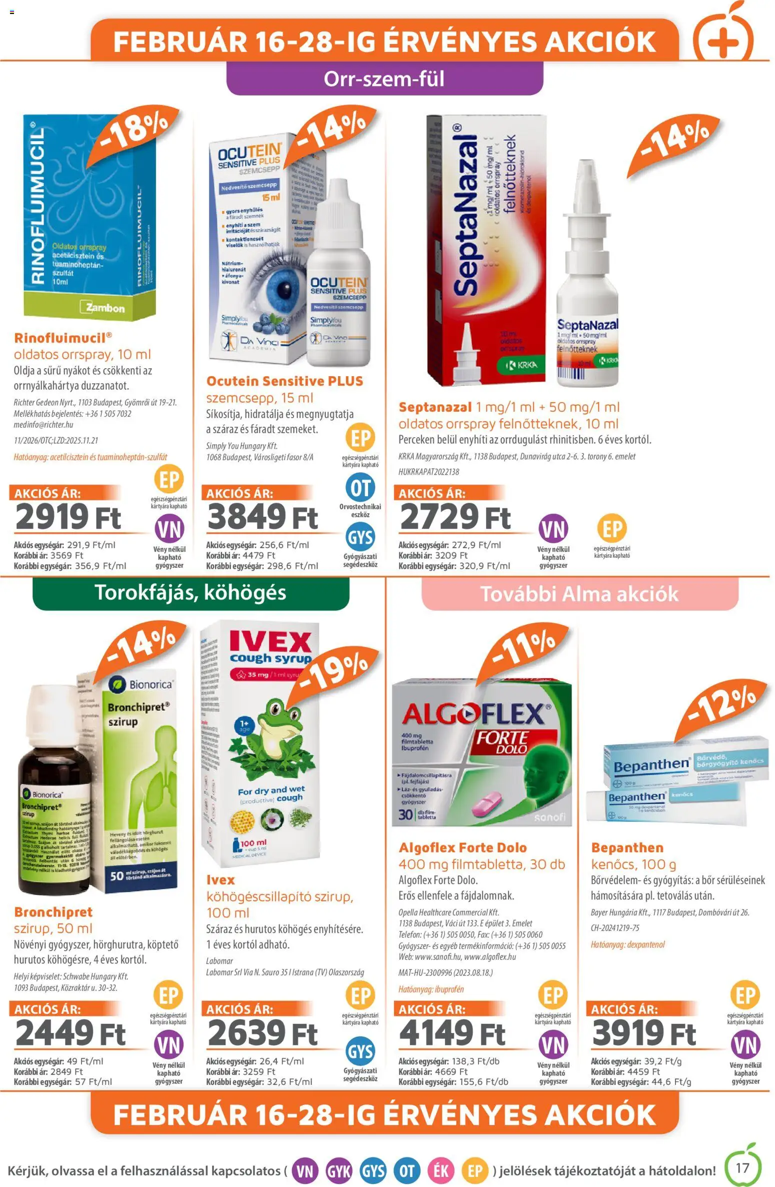 Alma Gyógyszertárak akciós ujság - amely érvényes a következő dátumtól: 01.02.2026 | Oldal: 17 | Termékek: Áfonya, TV, Bor, Alma