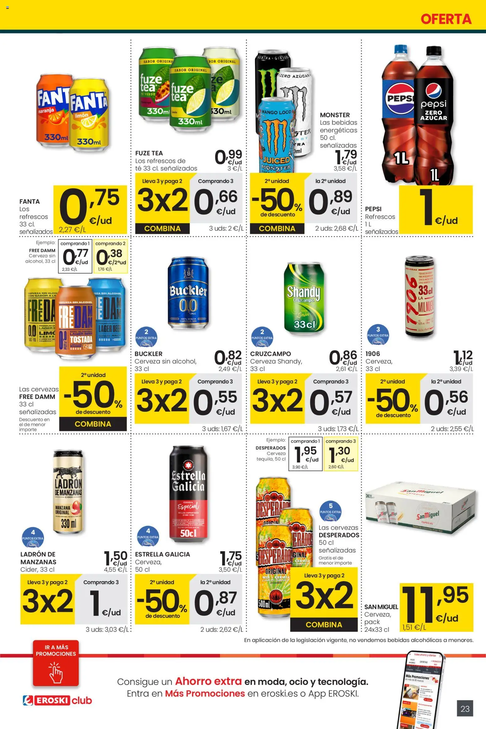 Eroski - Center │ válido desde el 05.01.2026 | Página: 23 | Productos: Cerveza sin alcohol, Manzanas, Ρούτερ, Παρμεζάνα