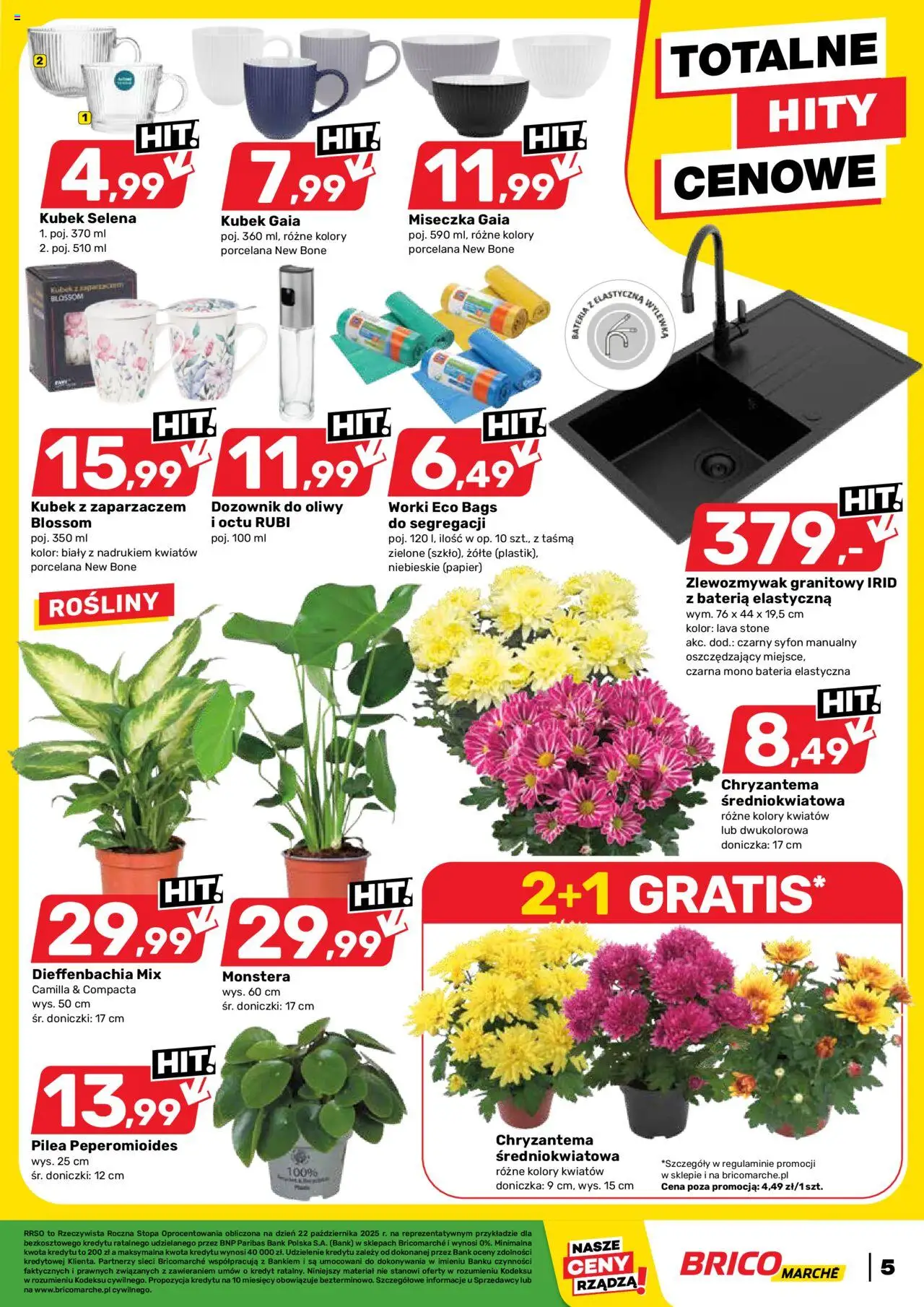 Brico Marché Gazetka od 22.10.2025 | Strona: 5 | Produkty: Bateria, Doniczka, Rosliny, Doniczki