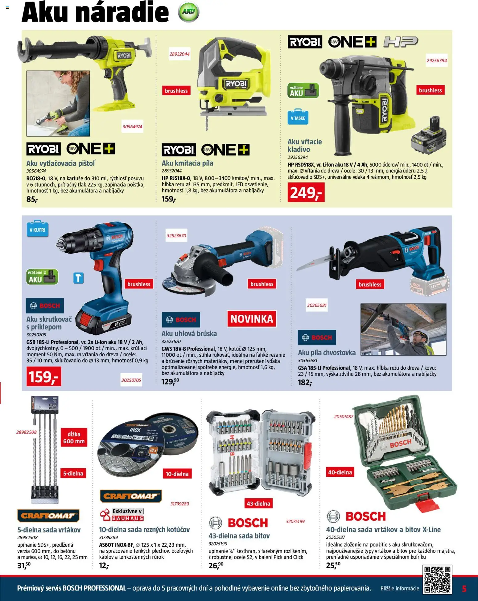Nové Bauhaus akcie – leták je platný od 09.02.2026 | Strana: 5 | Produkty: Aku náradie, Aku píla, Aku skrutkovač, Skrutkovač