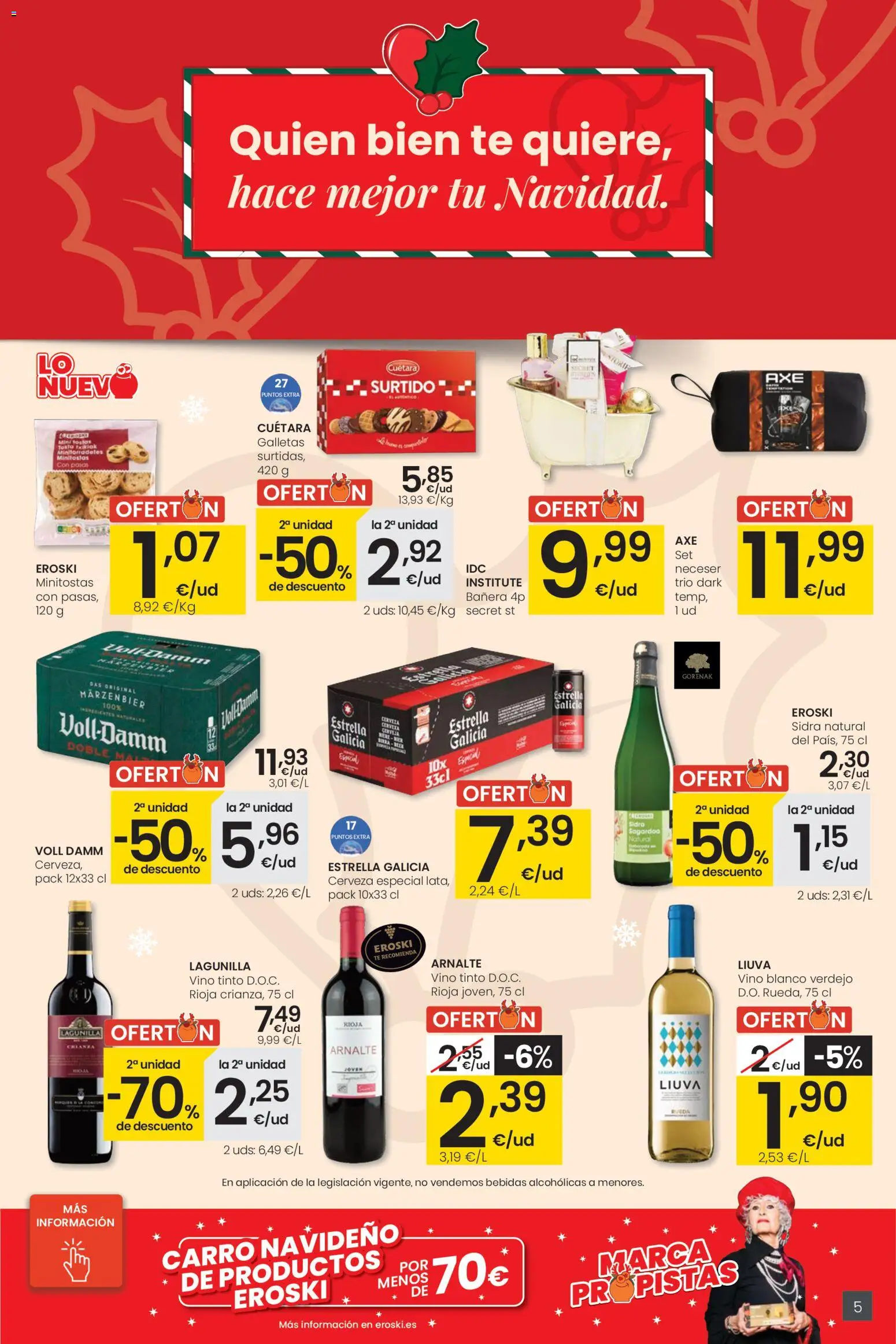 Eroski - Ofertón Navidad  │ válido desde el 27.11.2025 | Página: 5 | Productos: Vino, Té, Galletas, Neceser