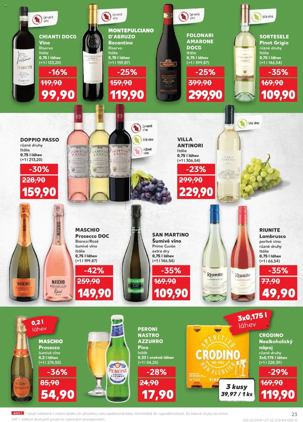 Kaufland leták - Liberec od 30.07.2025 | Strana: 23 | Produkty: Crodino, Lambrusco, Červené víno, Pinot Grigio