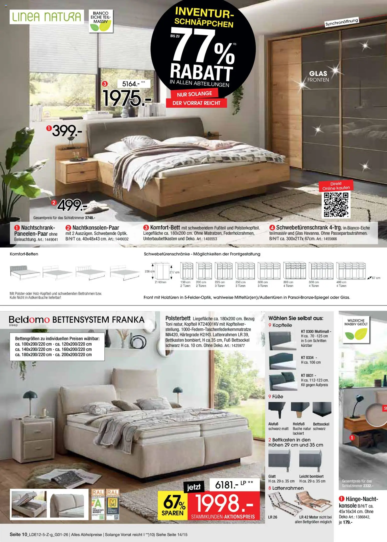 Zurbrüggen - Inventur-Verkauf – gültig ab 26.12.2025 | Seite: 10 | Produkte: Schwebetürenschrank, Polsterbett