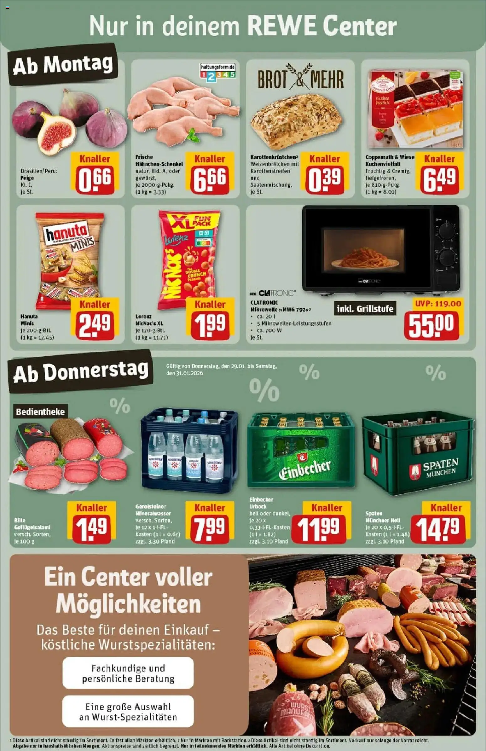 Rewe prospekt Kiel	 – gültig ab 26.01.2026 | Seite: 3 | Produkte: Mikrowelle, Hahnchenschenkel, Brot, Gerolsteiner