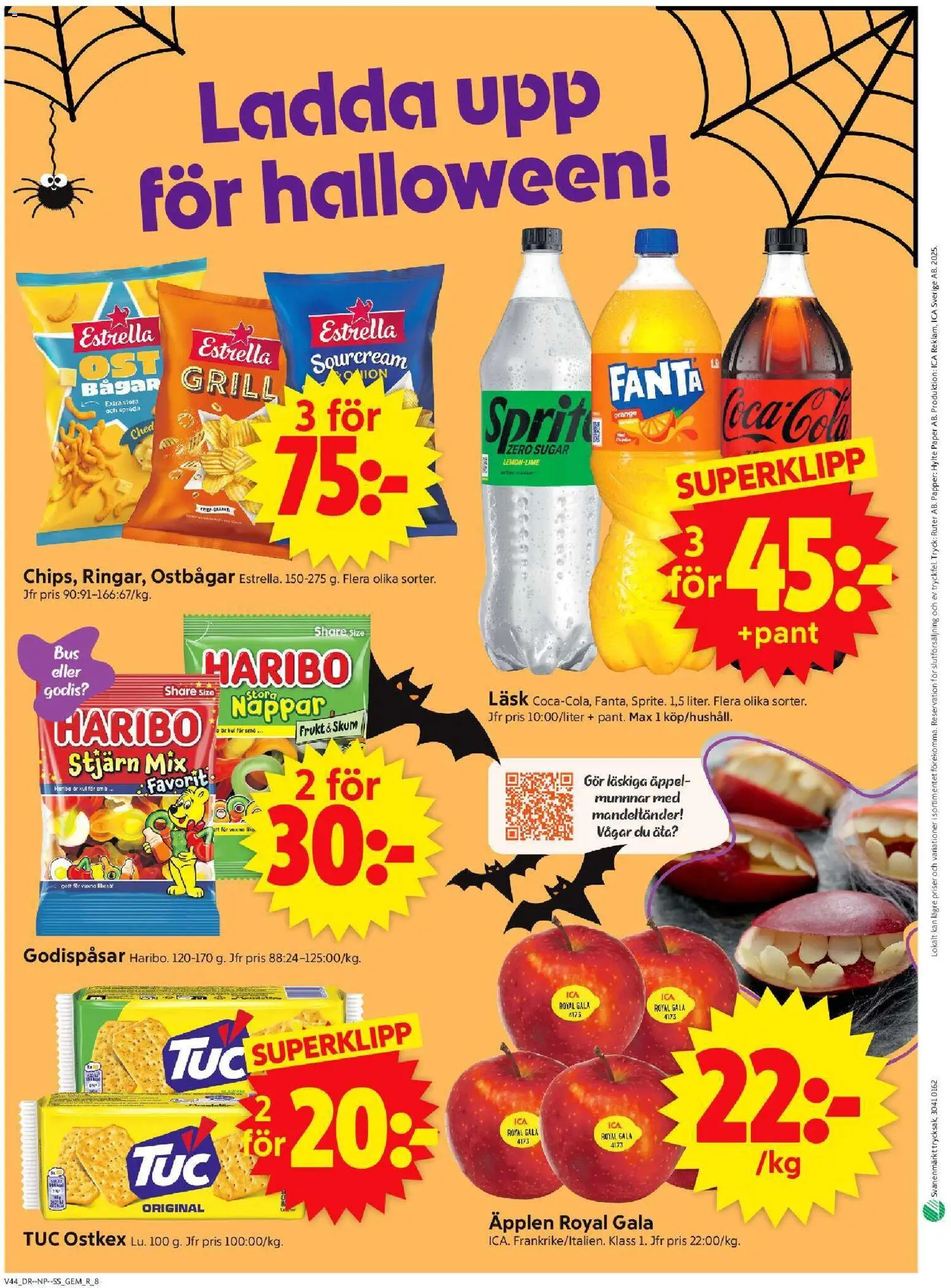 ICA Supermarket reklamblad aktuell från 27.10.2025 | Sida: 10 | Produkter: Grill, Ostbågar, Fanta, Äpplen