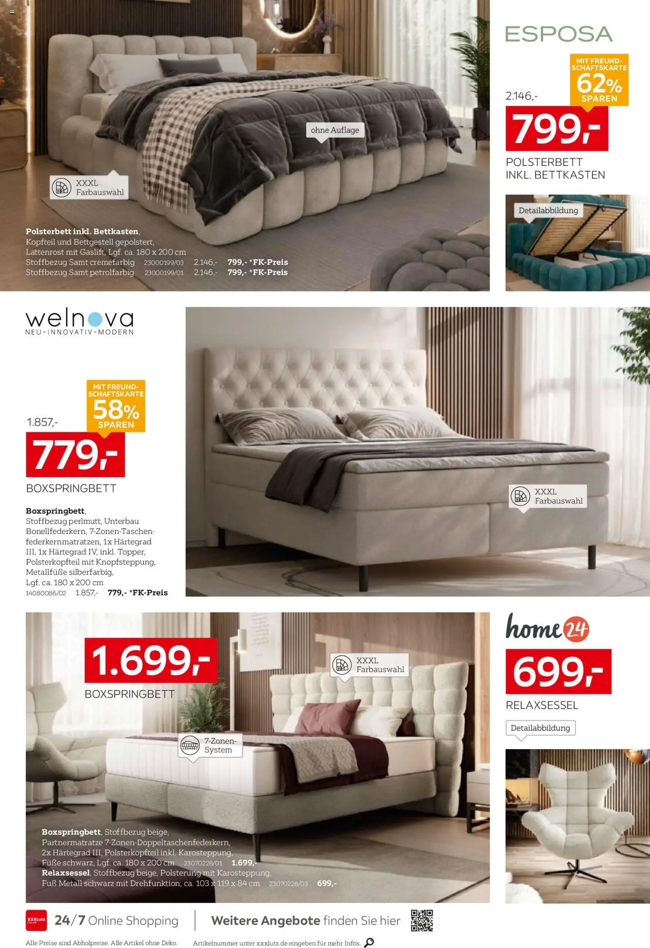 XXXL Lutz Schlafen Spezial - gültig ab dem 28.07.2025 | Seite: 6 | Produkte: Relaxsessel, Lattenrost, Boxspringbett, Polsterbett