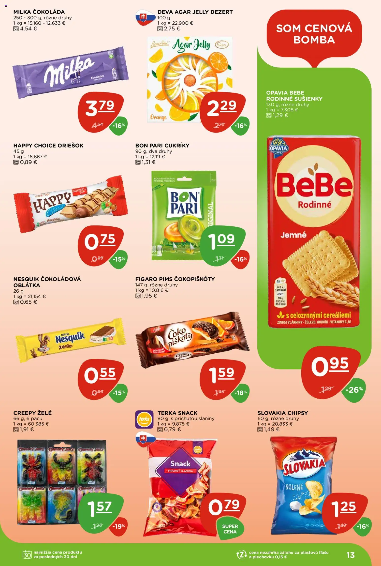 Nové Terno akcie – leták je platný od 19.03.2026 | Strana: 13 | Produkty: Slanina, Čokoláda, Chipsy, Nesquik