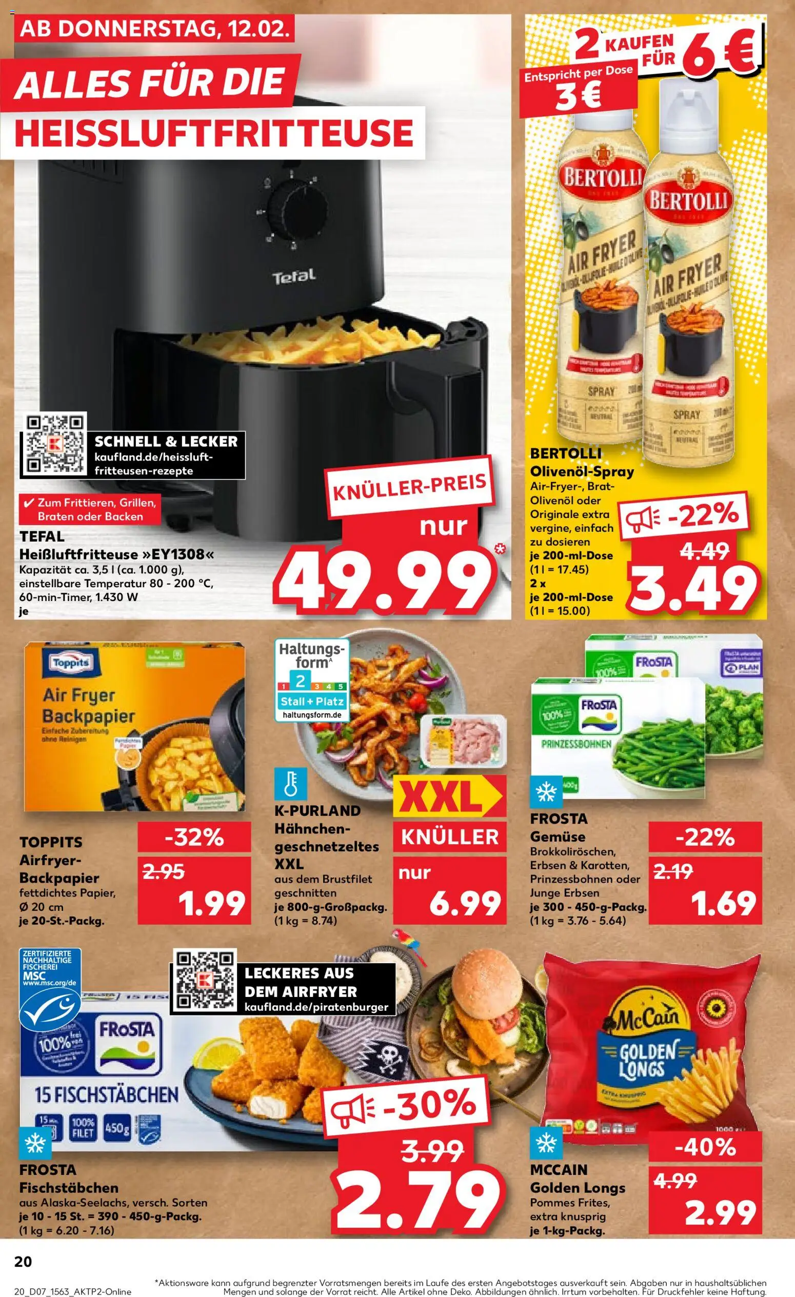 Kaufland prospekt Hamburg	 – gültig ab 15.02.2026 | Seite: 20 | Produkte: Pommes, Fischstabchen, Heißluftfritteuse, Erbsen