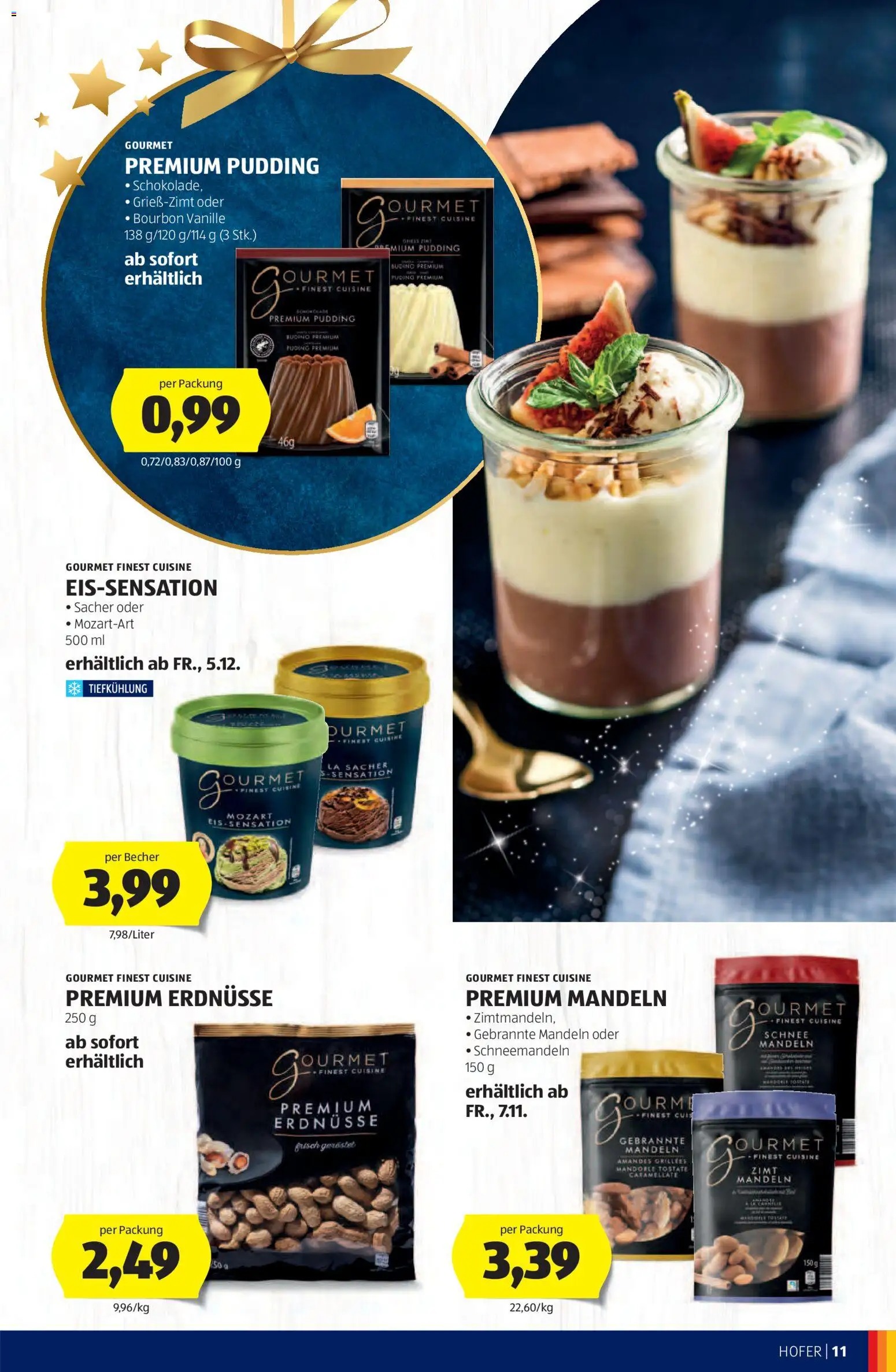 Hofer AT akciós ujság - amely érvényes a következő dátumtól: 05.11.2025 | Oldal: 11 | Termékek: Puding, Bourbon