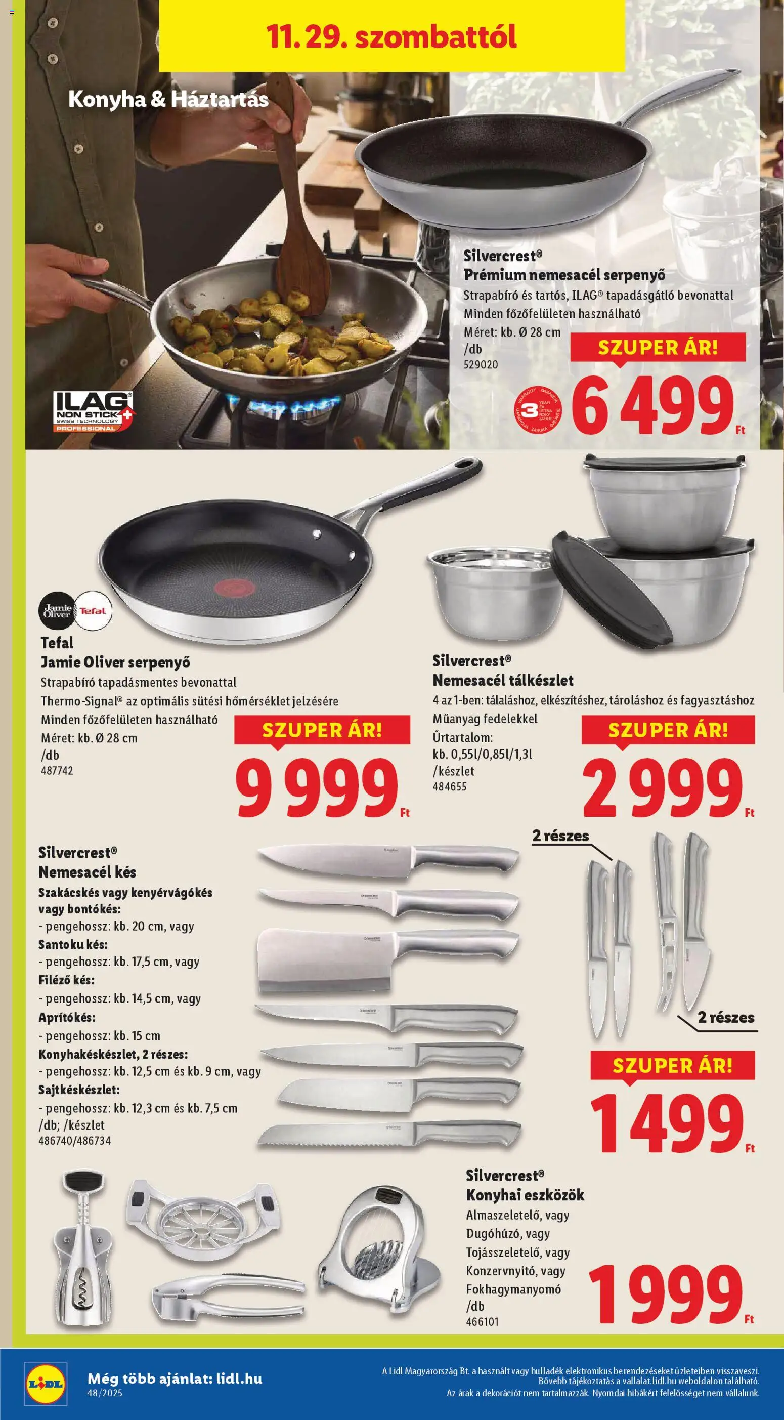 Lidl akciós ujság - amely érvényes a következő dátumtól: 27.11.2025 | Oldal: 12 | Termékek: Tefal, Serpenyő, Kés