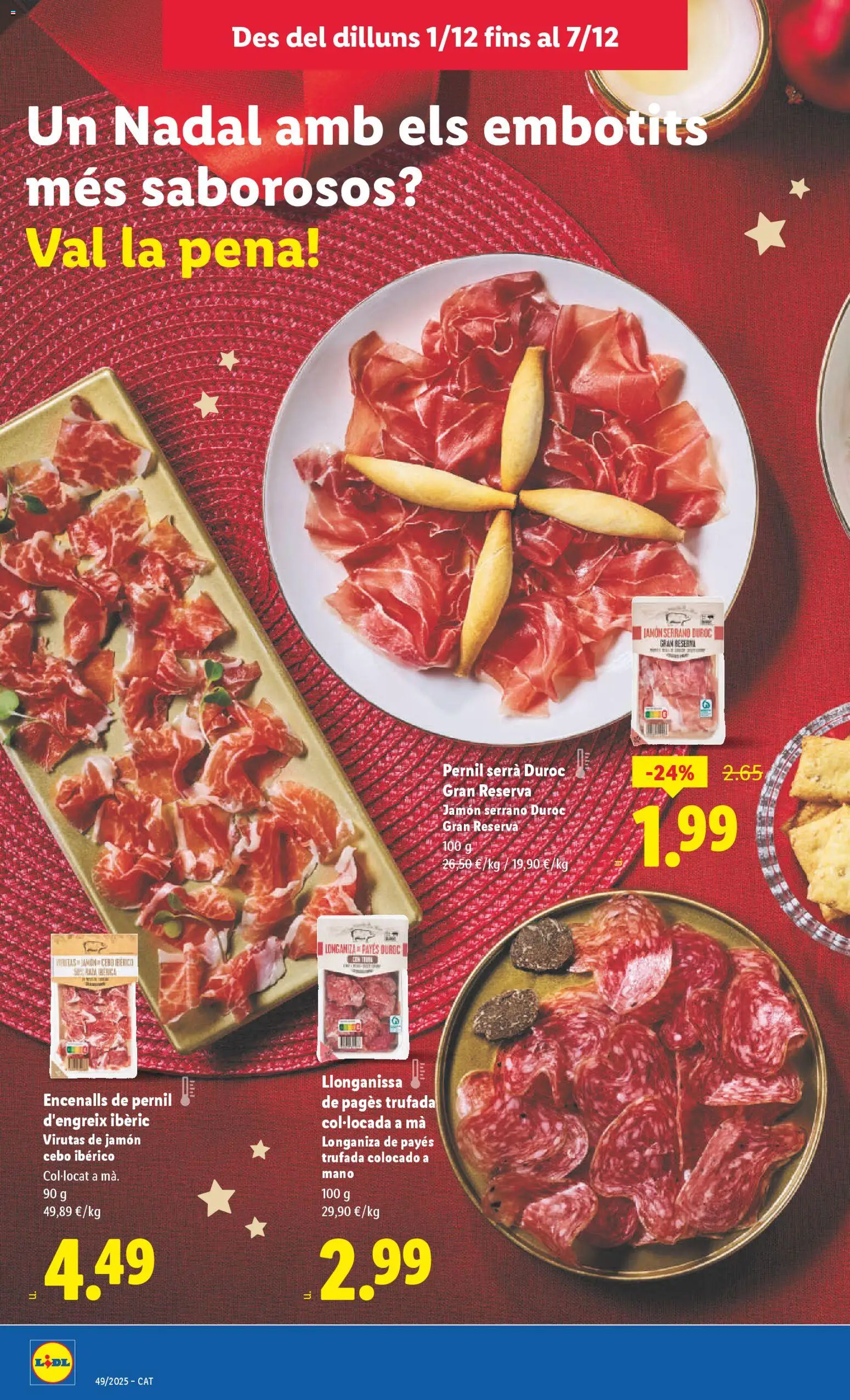 Lidl folleto │ válido desde el 01.12.2025 | Página: 14 | Productos: Jamón serrano, Jamón, Longaniza