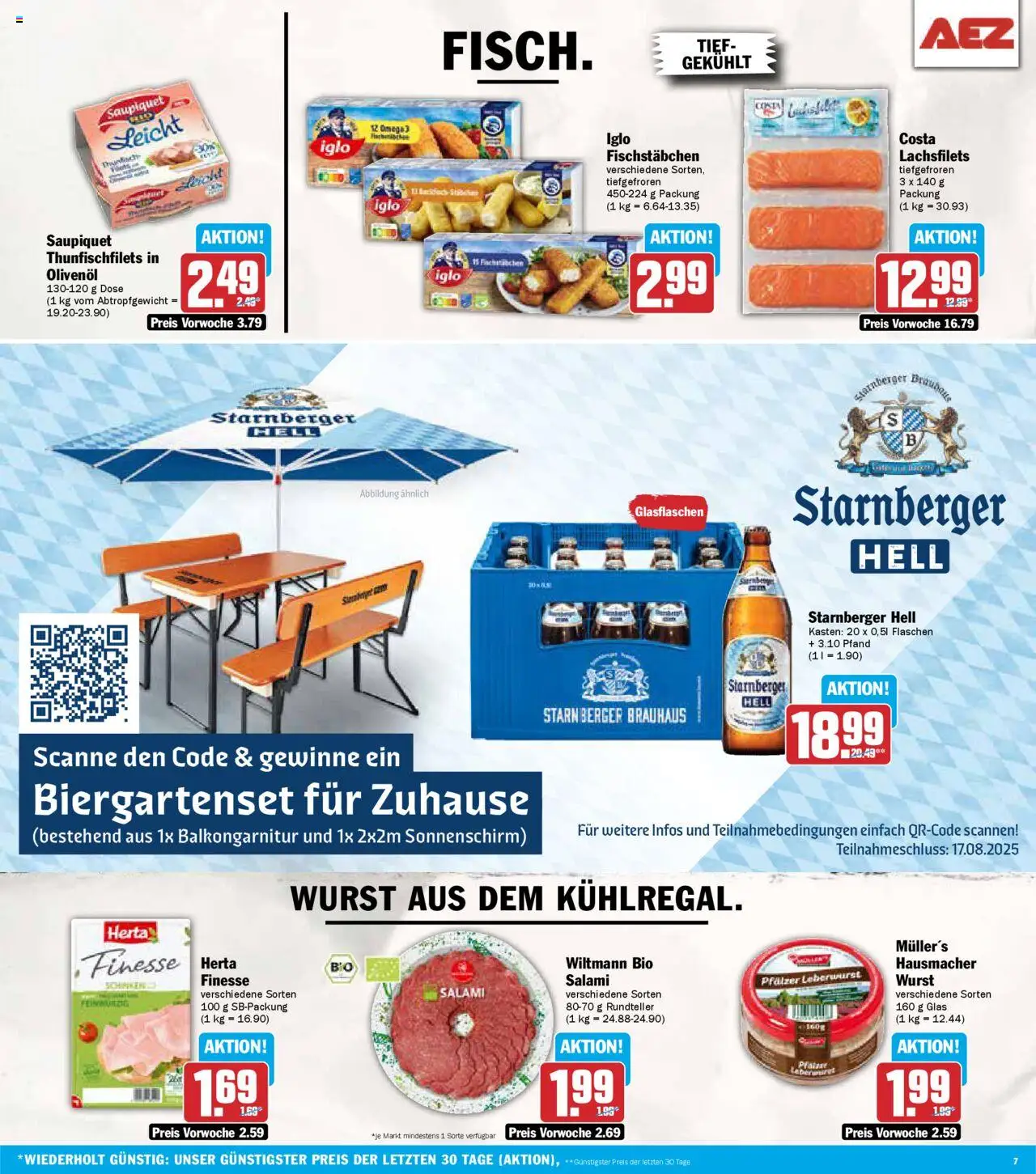AEZ Prospekt 	 - gültig ab dem 04.08.2025 | Seite: 7 | Produkte: Iglo, Olivenol, Salami, Herta finesse