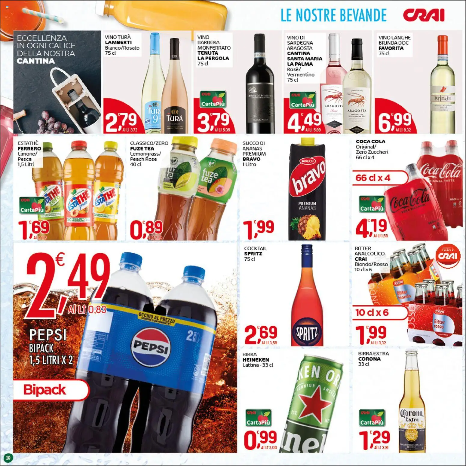 Volantino CRAI del 07.04.2026 | Pagina: 10 | Prodotti: Succo, Vino, Pepsi, Coca Cola