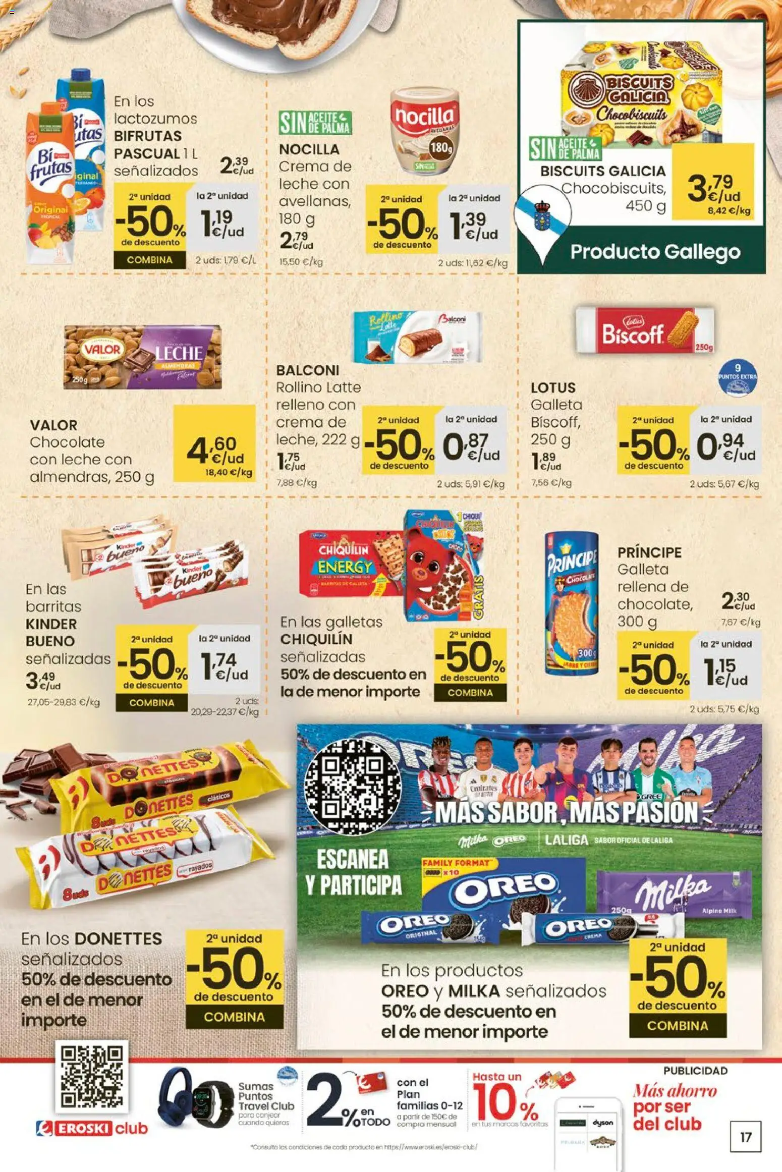 Eroski - Carnaval del ahorro │ válido desde el 12.02.2026 | Página: 17 | Productos: Leche, Chocolate, Crema, Galletas