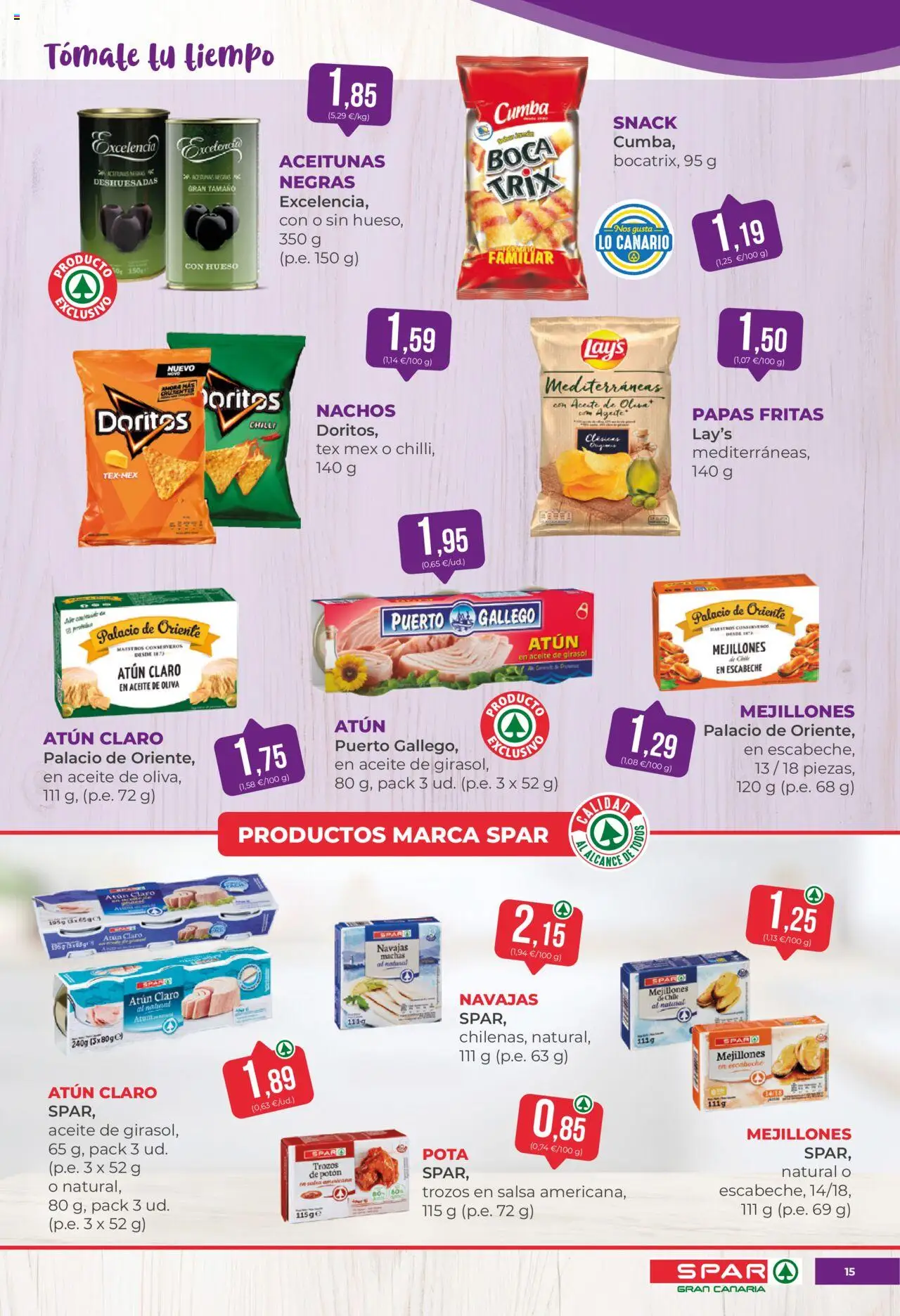 Spar folleto │ válido desde el 17.10.2025 | Página: 15 | Productos: Aceite, Papas fritas, Aceite de girasol, Atún claro