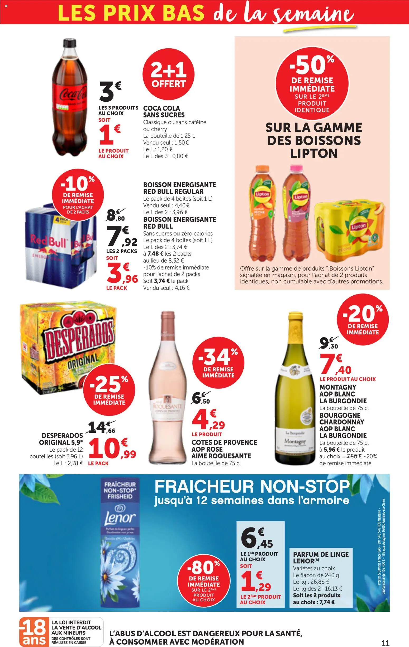 {H1} | Page: 11 | Produits: Lenor, Parfum, Boisson énergisante, Coca cola