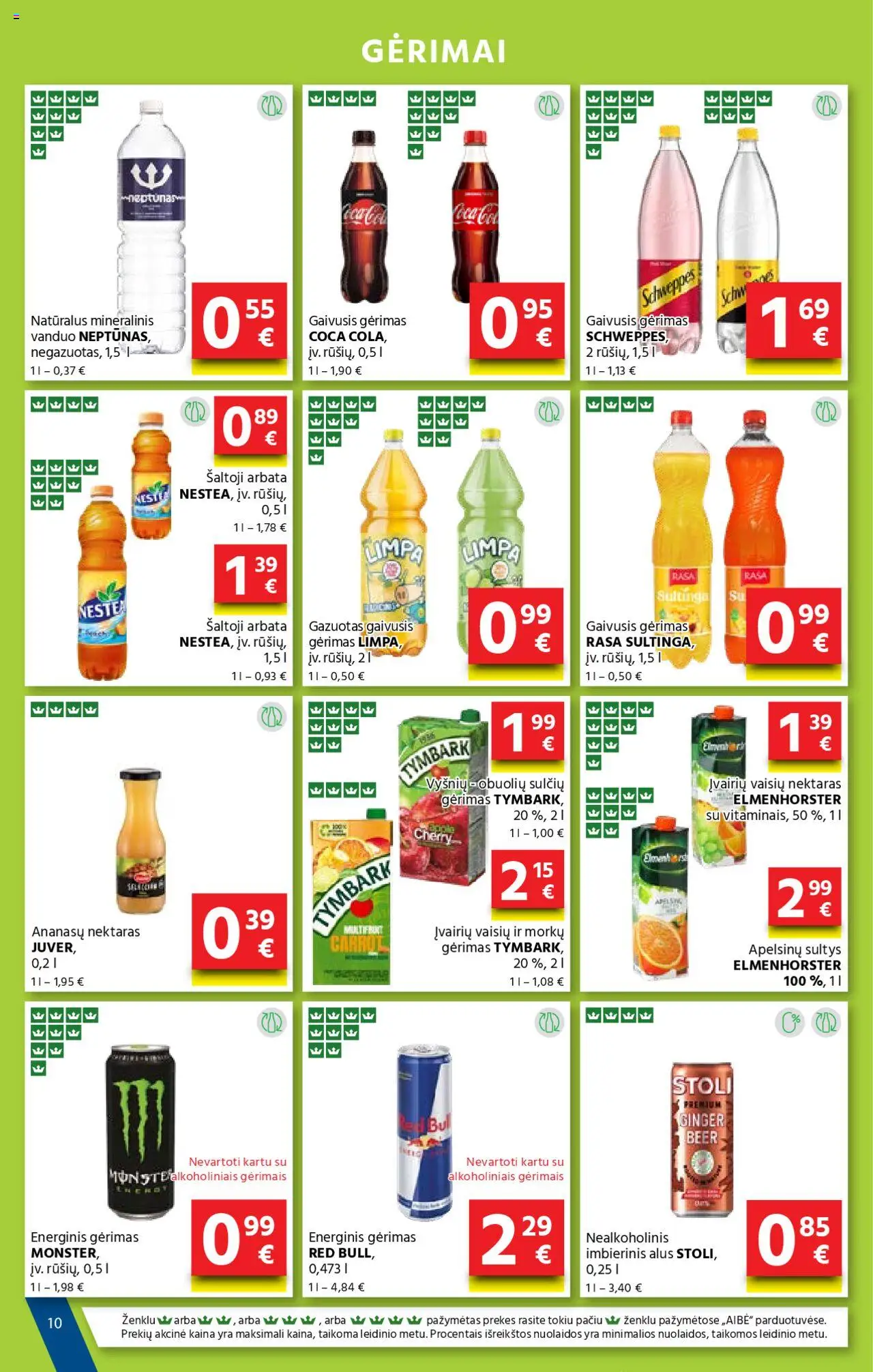 AIBE akcijos nuo 16.10.2025 | Puslapis: 10 | Prekių: Gaivusis gėrimas, Sultys, Alus, Arbata