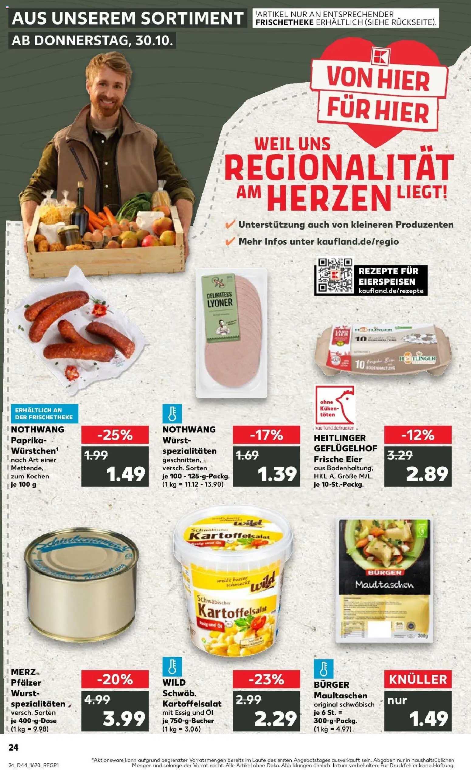 Kaufland prospekt Sinsheim	 – gültig ab 30.10.2025 | Seite: 24 | Produkte: Öl, Burger, Wurst, Maultaschen