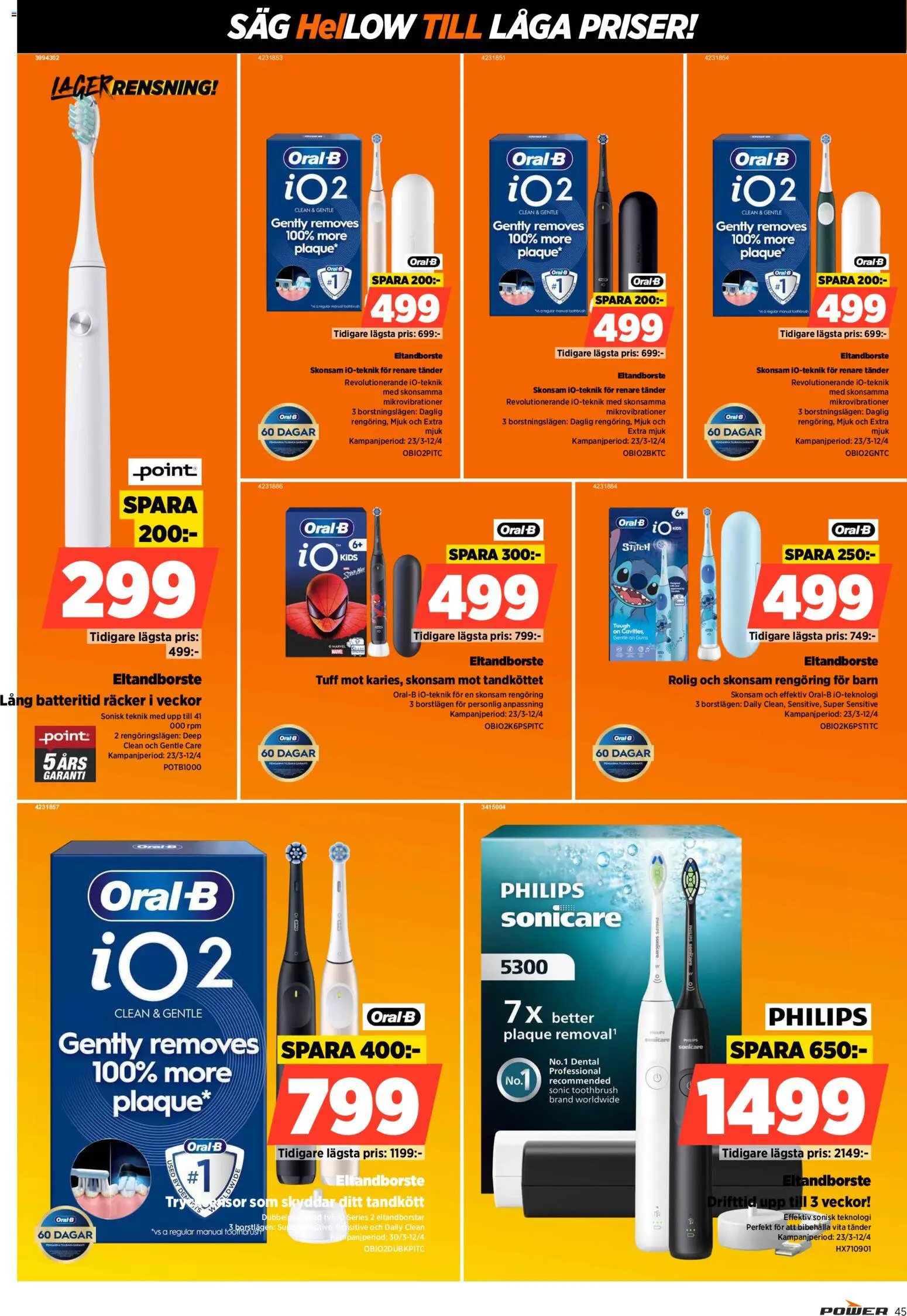 Power reklamblad aktuell från 30.03.2026 | Sida: 45 | Produkter: Eltandborste, Såg