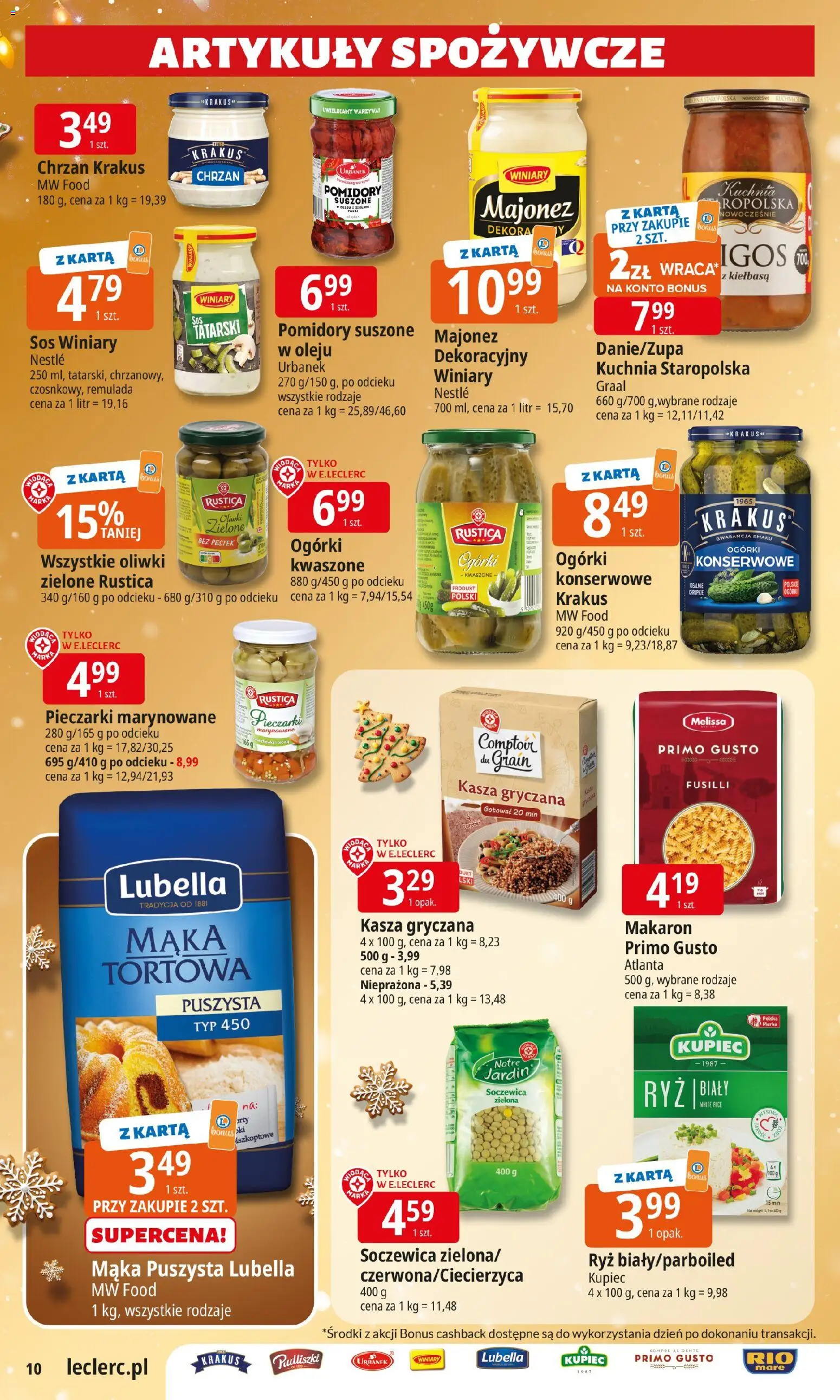 E.Leclerc Gazetka - Radom od 09.12.2025 | Strona: 10 | Produkty: Karta, Pieczarki, Chrzan, Pomidory