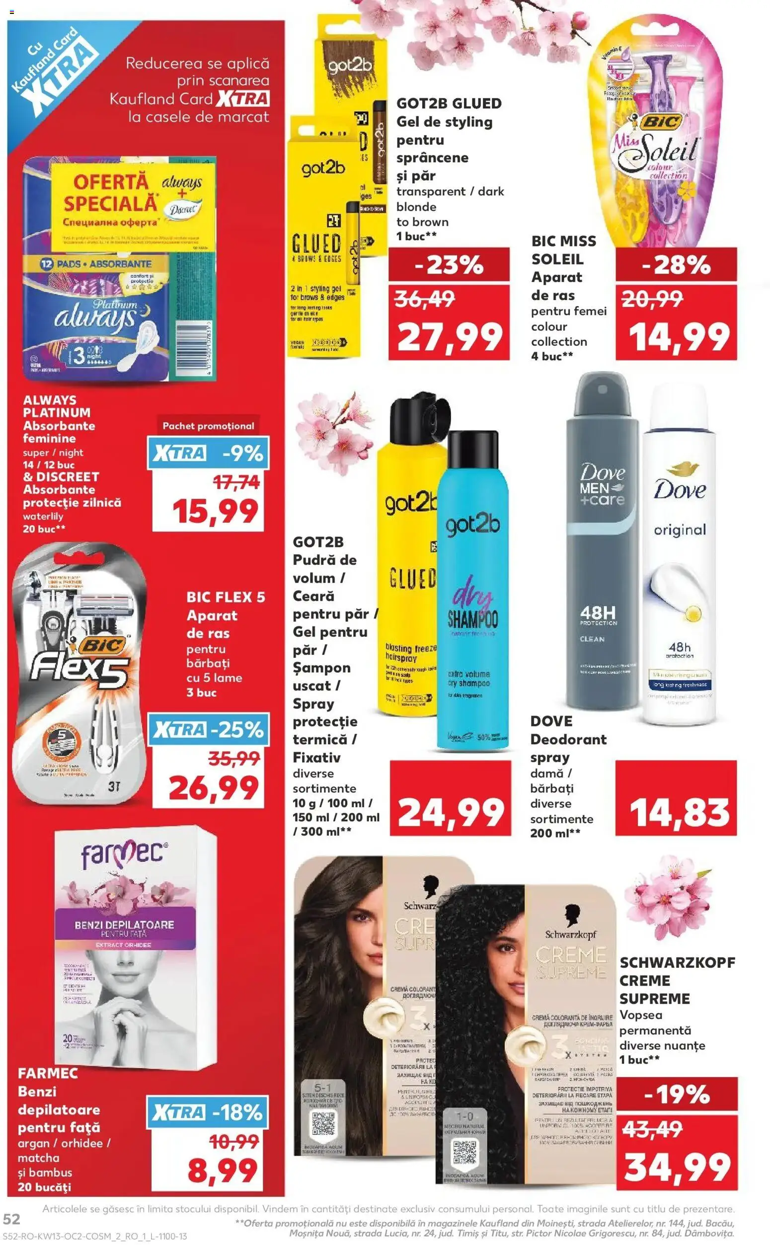 Noul catalog Kaufland – valabil de la 25.03.2026 | Pagină: 52 | Produse: Pomelo, Aparat De Ras, Absorbante, Gel pentru păr