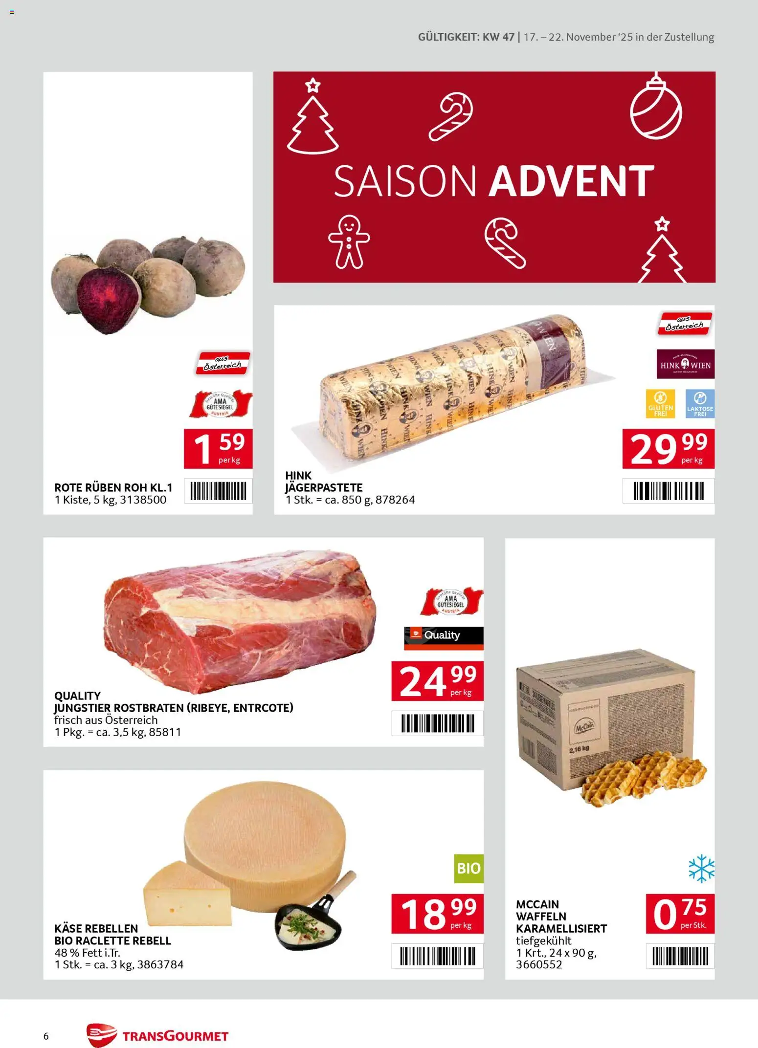 Transgourmet Zustellaktion gültig ab 17.11.2025 | Seite: 6 | Produkte: Rum, Käse
