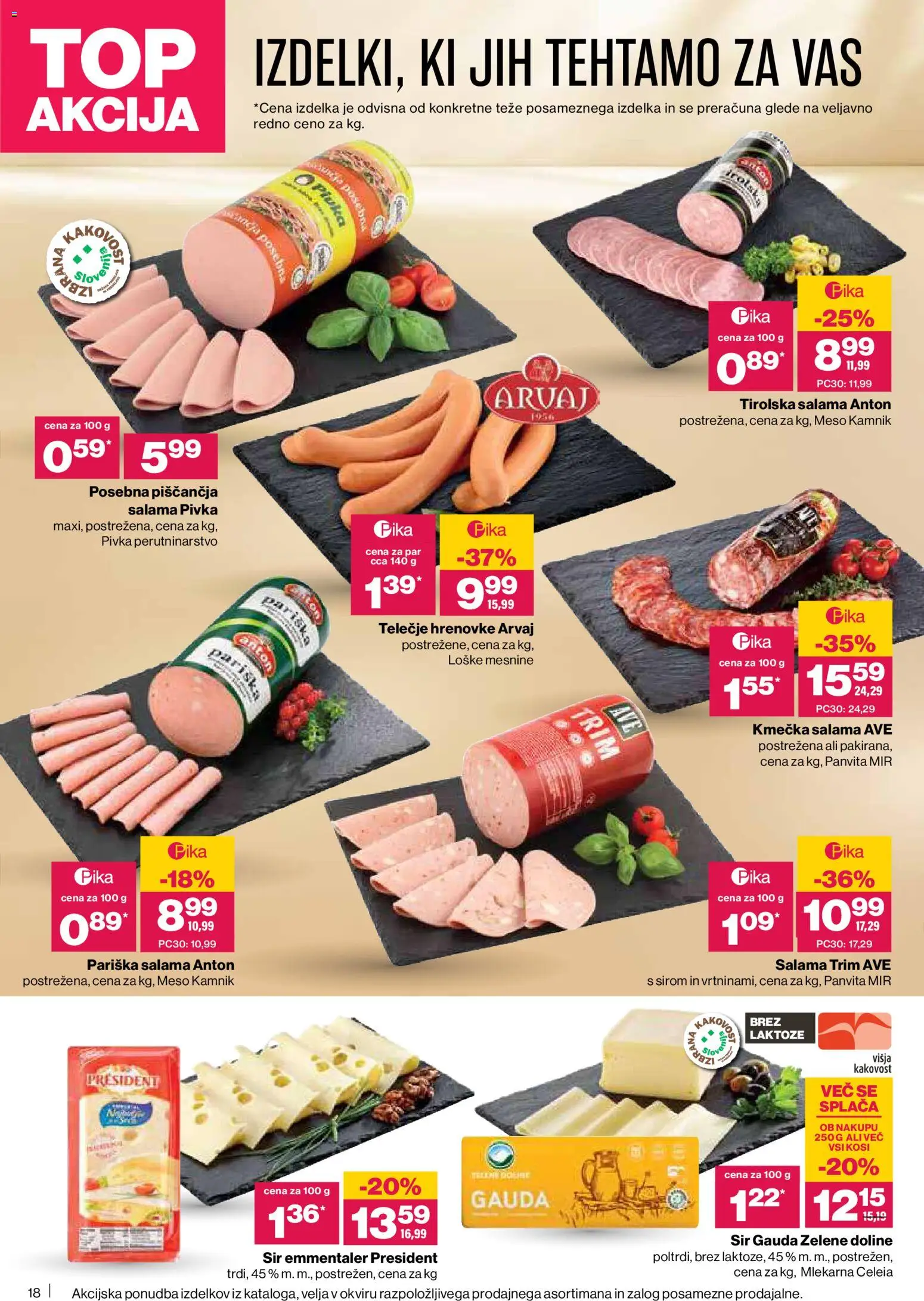 Novi Mercator katalog ponudbe – veljaven od 20.11.2025 | Stran: 18 | Izdelki: Hrenovke, Gauda, Sir, Salama