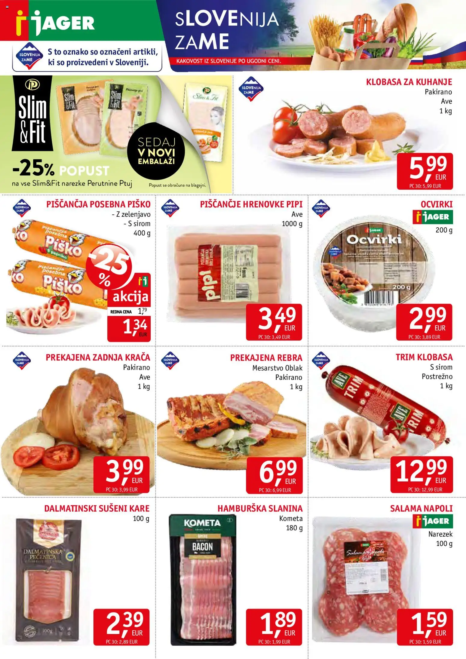 Novi Jager katalog ponudbe – veljaven od 05.11.2025 | Stran: 2 | Izdelki: Hrenovke, Narezek, Slanina, Salama