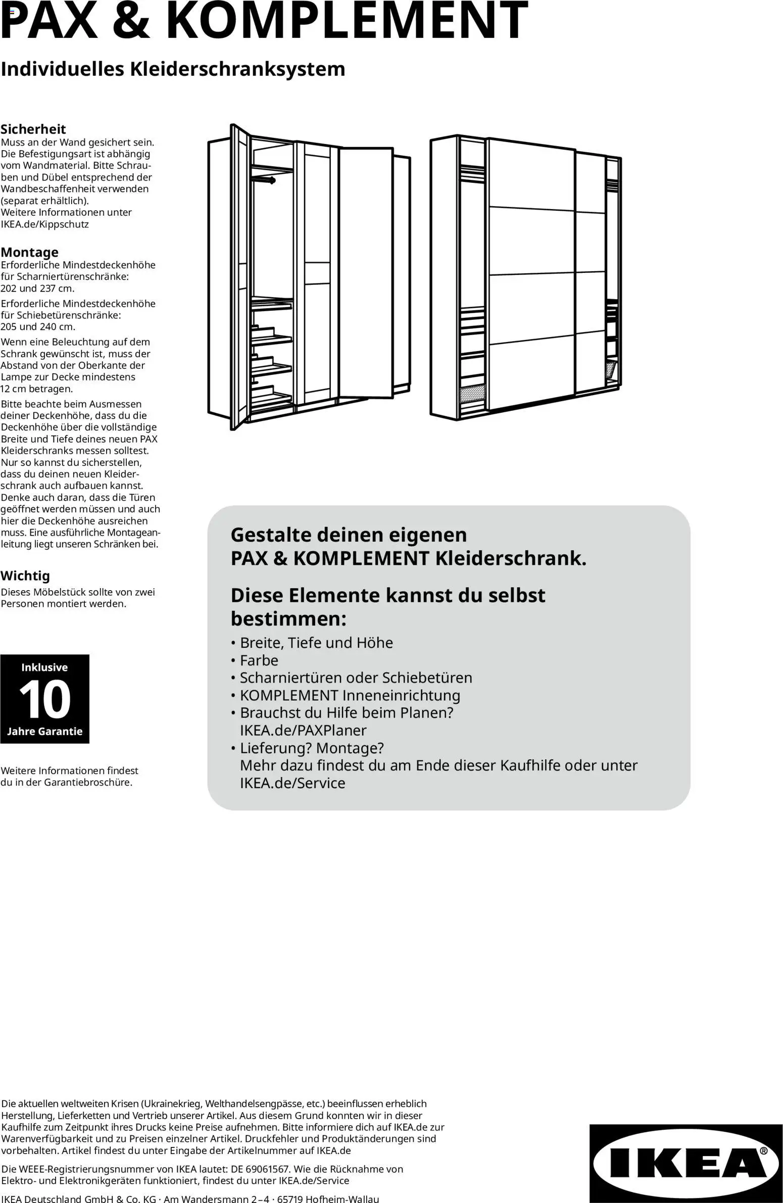 Ikea Individuelles Kleiderschranksystem  – gültig ab 02.01.2026 | Seite: 1 | Produkte: Decke, Schrank, Lampe