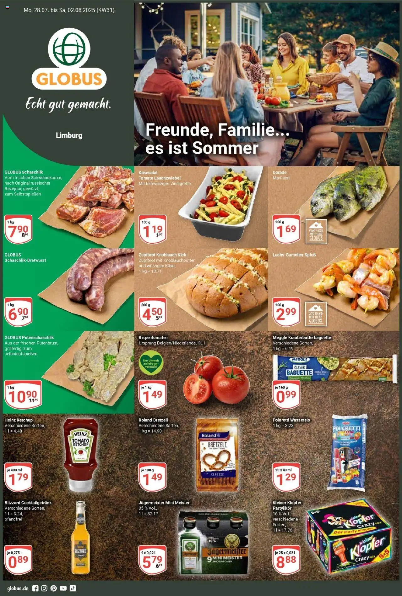 Globus prospekt Limburg	 - gültig ab dem 28.07.2025 | Seite: 1 | Produkte: Dorade, Heinz ketchup, Baguette, Ketchup