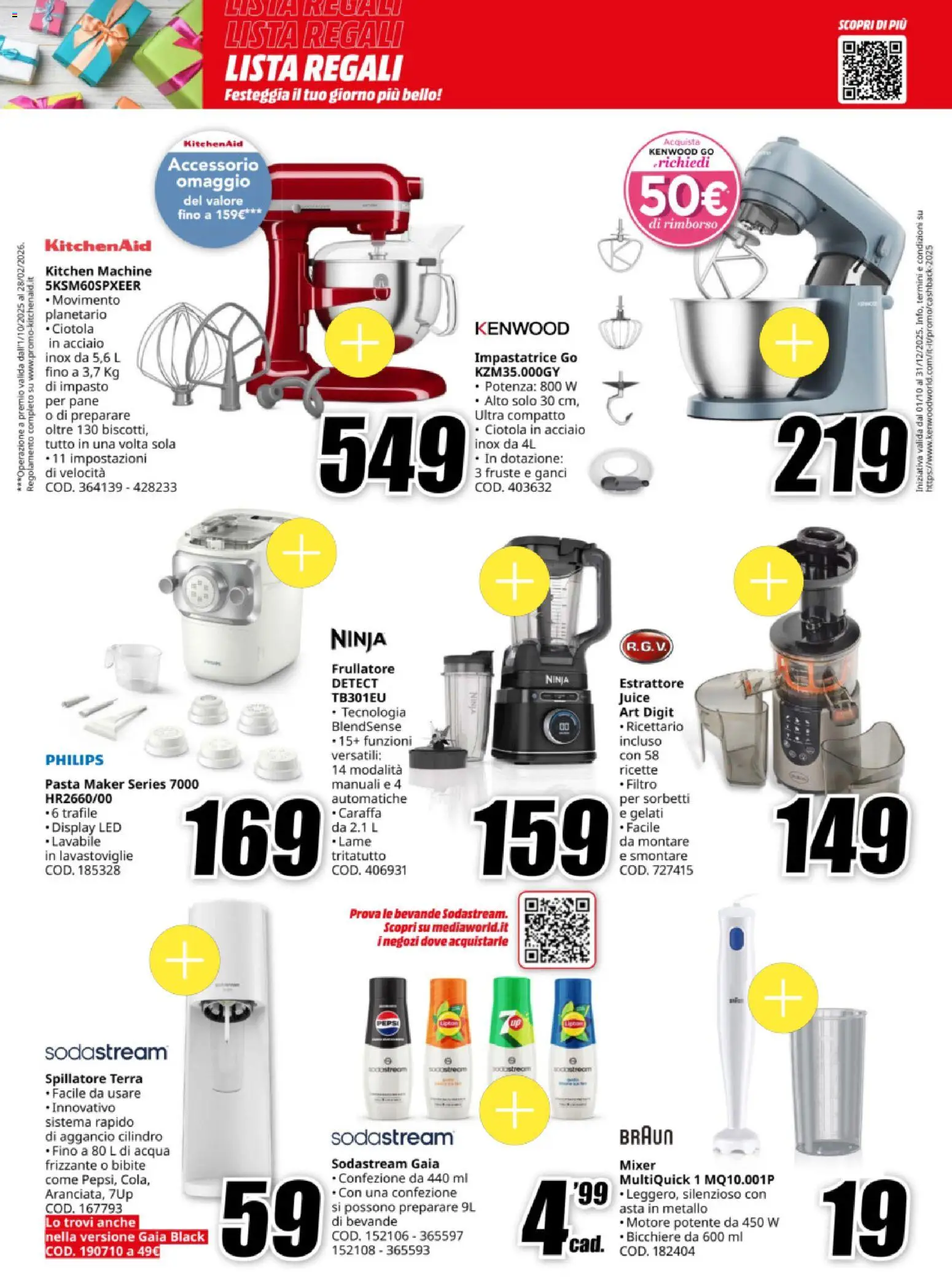 Volantino Media World del 12.11.2025 | Pagina: 19 | Prodotti: Tritatutto, Lavastoviglie, Bibite, Terra