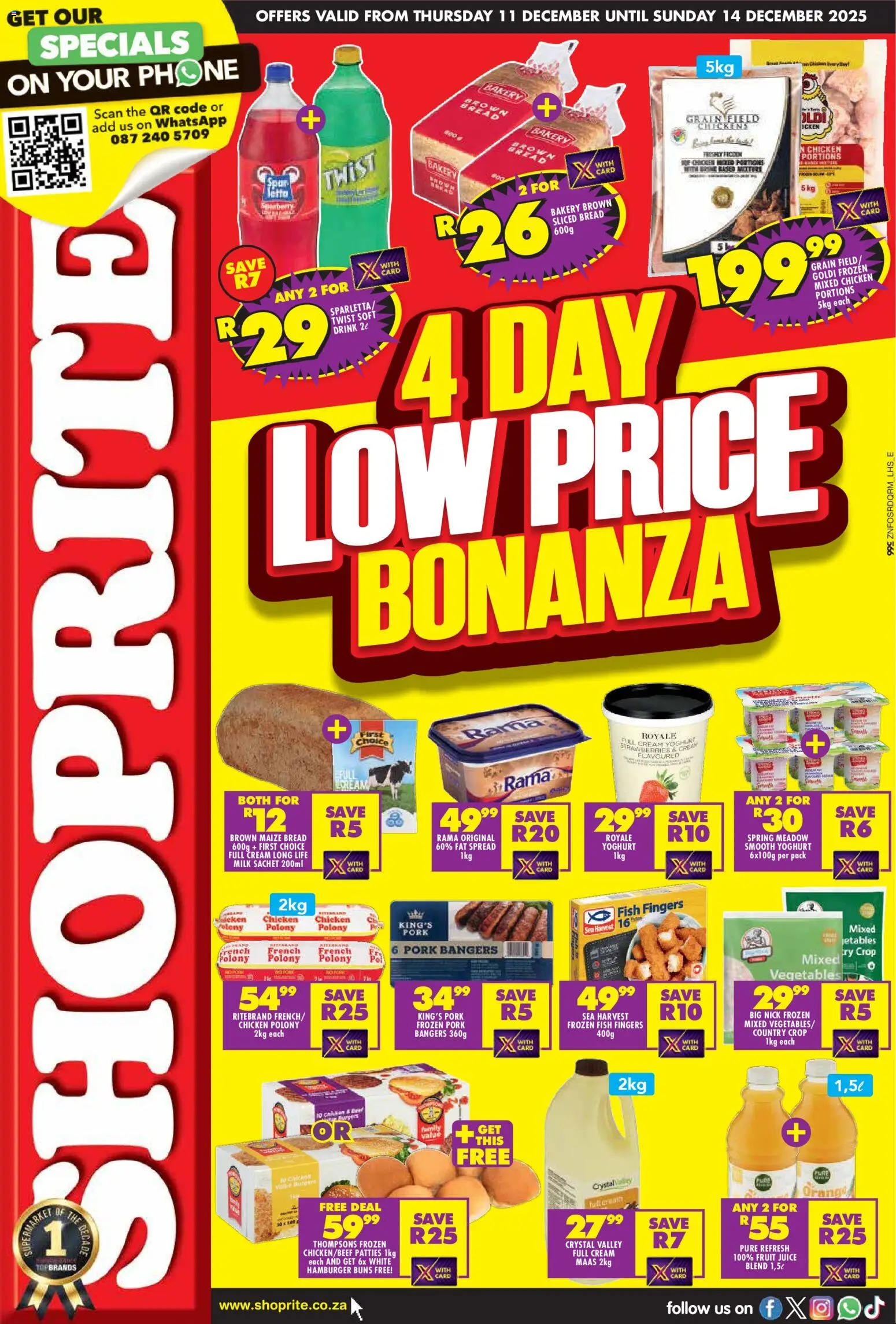 New Shoprite catalogue – valid from 11.12.2025 | Page: 1 | Products: Phone, Milk, Chicken, Strawberries
