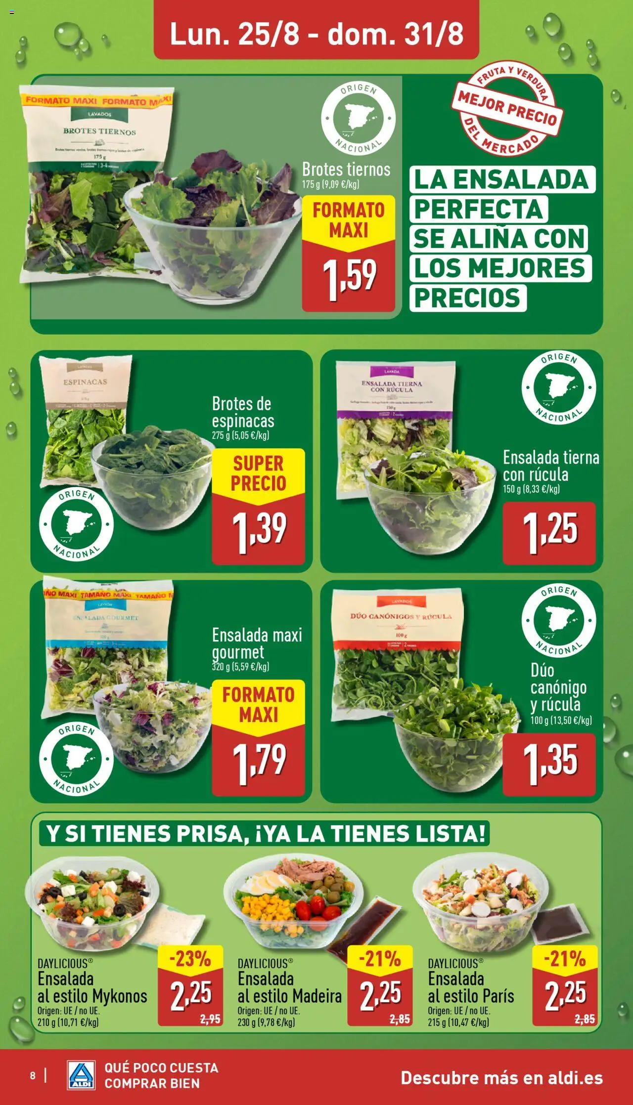 Aldi folleto Península │ válido desde el 25.08.2025 | Página: 8 | Productos: Πορσελάνη, Ensalada