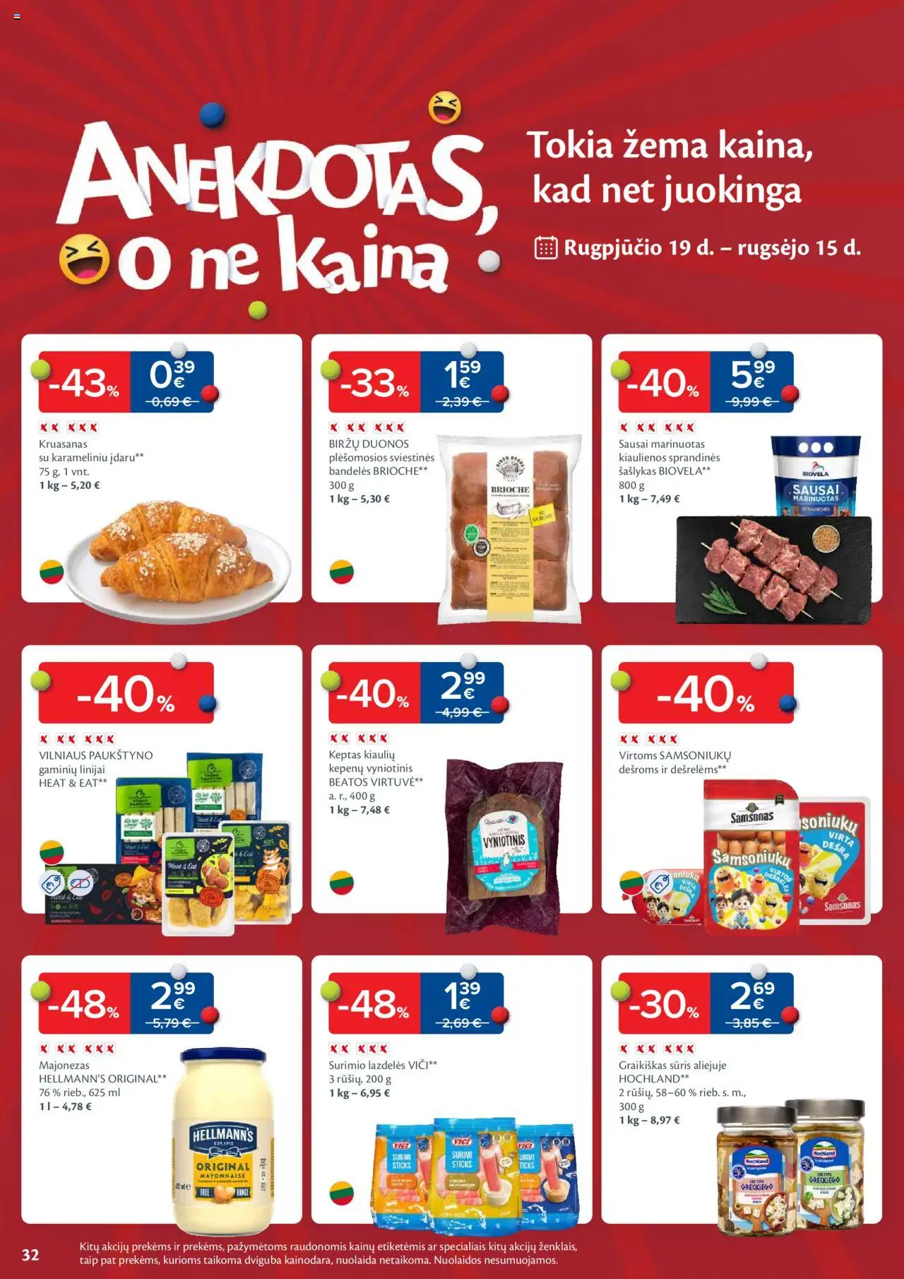 MAXIMA leidinys│galioja nuo 19.08.2025 | Puslapis: 32 | Prekių: Kiaulienos, Sūris, Majonezas, Dešra