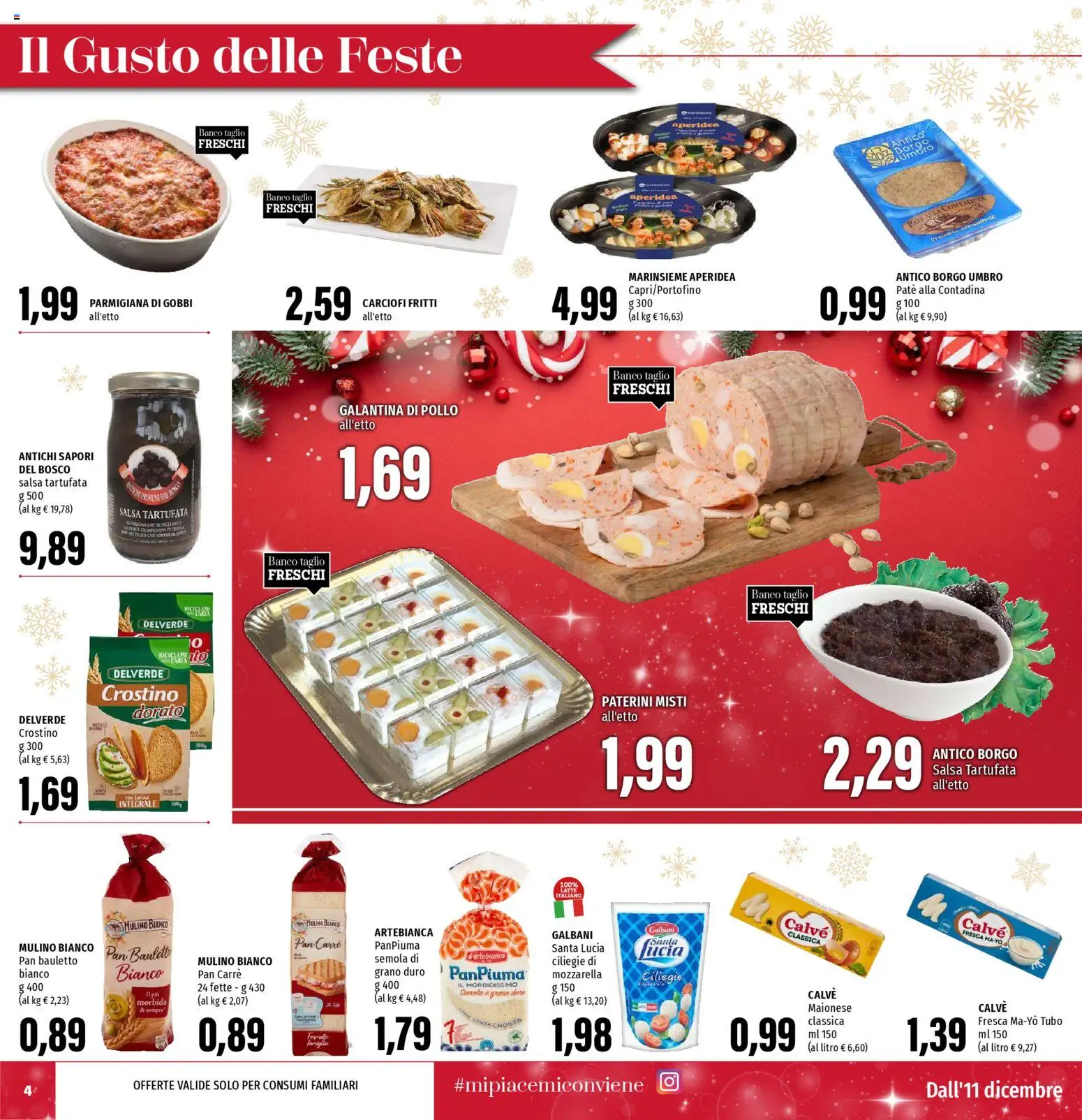 Volantino EMI del 11.12.2025 | Pagina: 4 | Prodotti: Paté, Salsa, Mozzarella, Carciofi