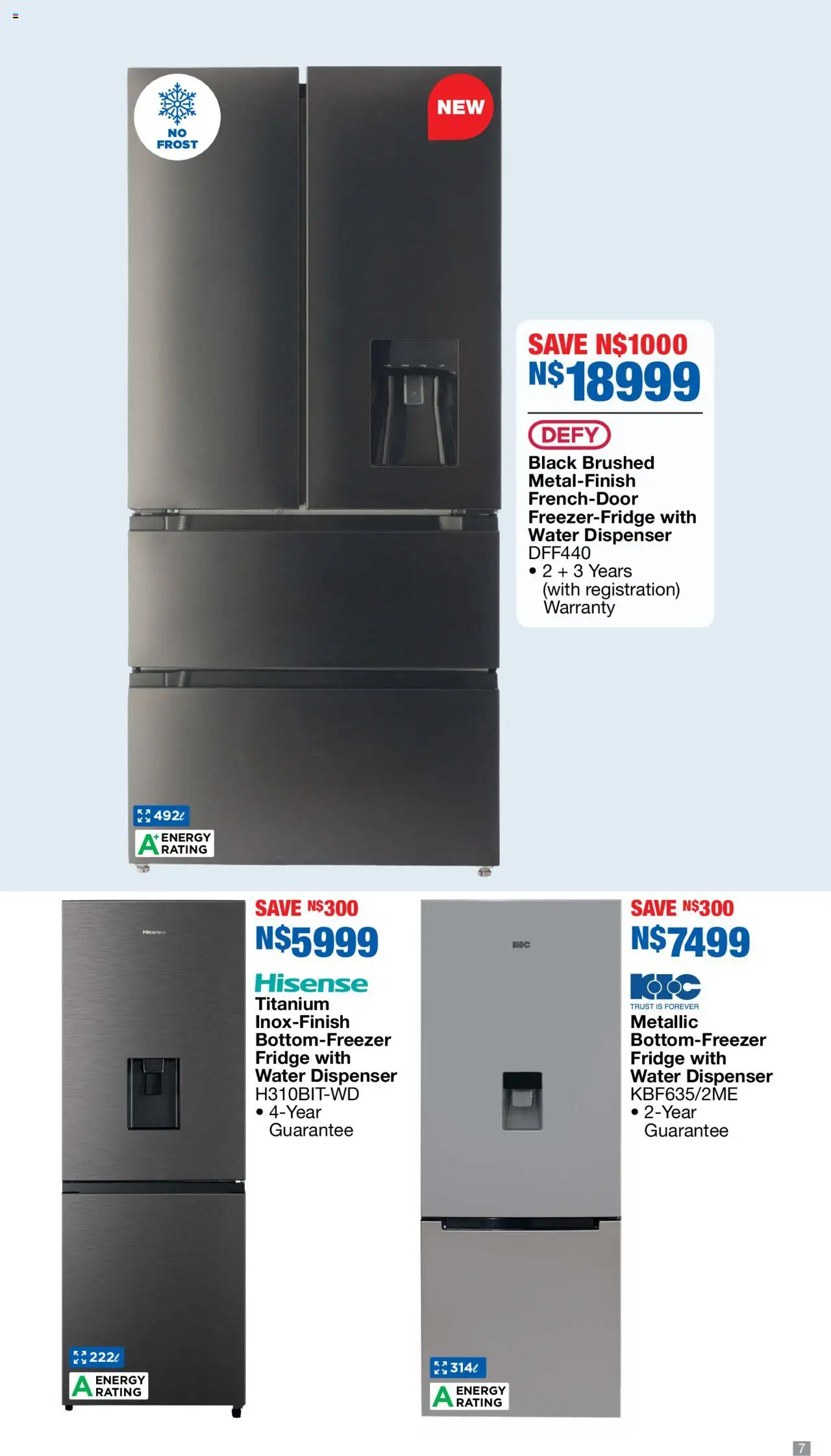 New OK Furniture catalogue – valid from 06.10.2025 | Page: 7 | Products: Fridge, Water