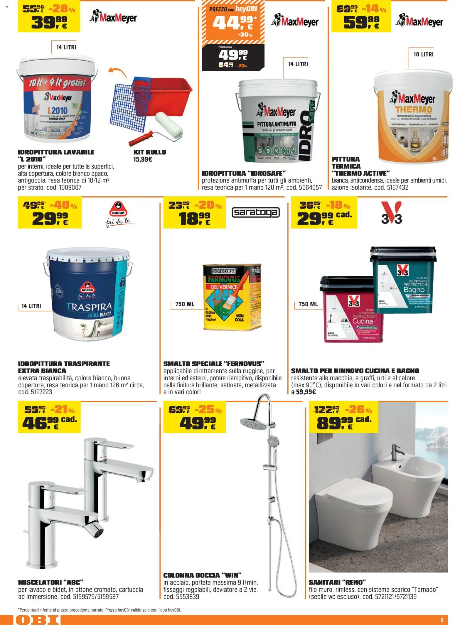 Volantino OBI del 02.04.2026 | Pagina: 9 | Prodotti: Rullo, Pittura, Bagno, Doccia