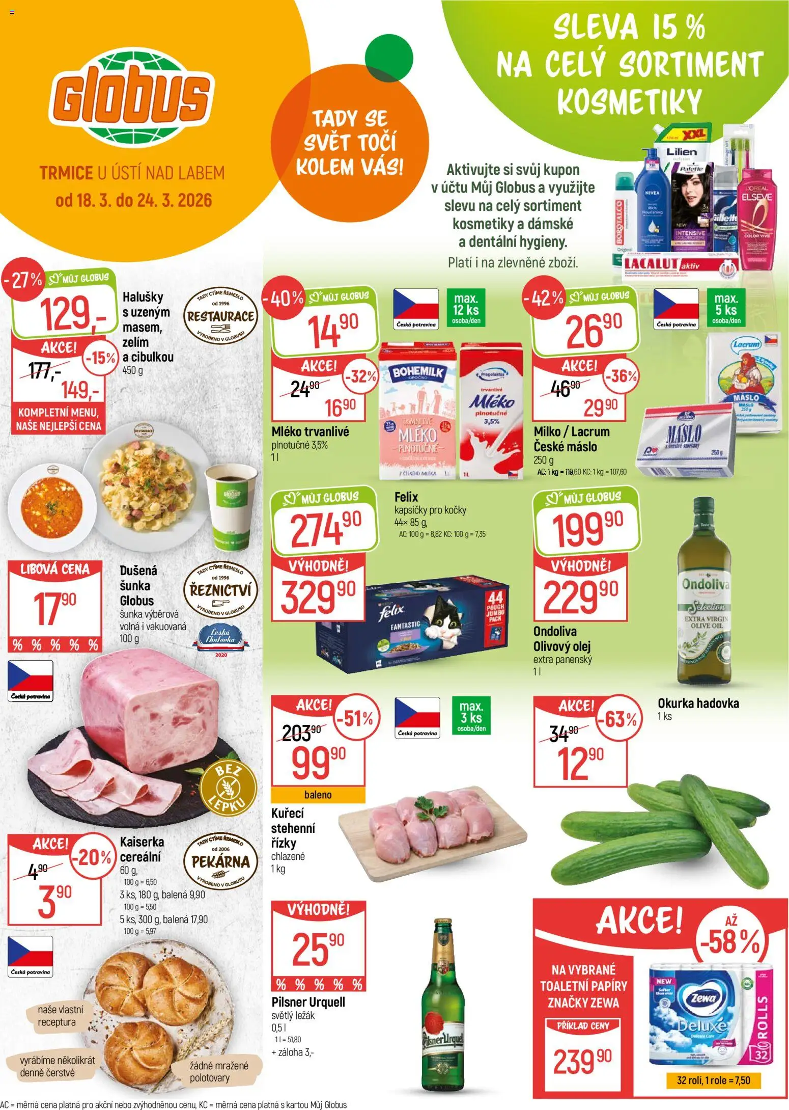 Globus leták - Trmice od 18.03.2026 | Strana: 1 | Produkty: Felix, Globus, Kaiserka, Máslo