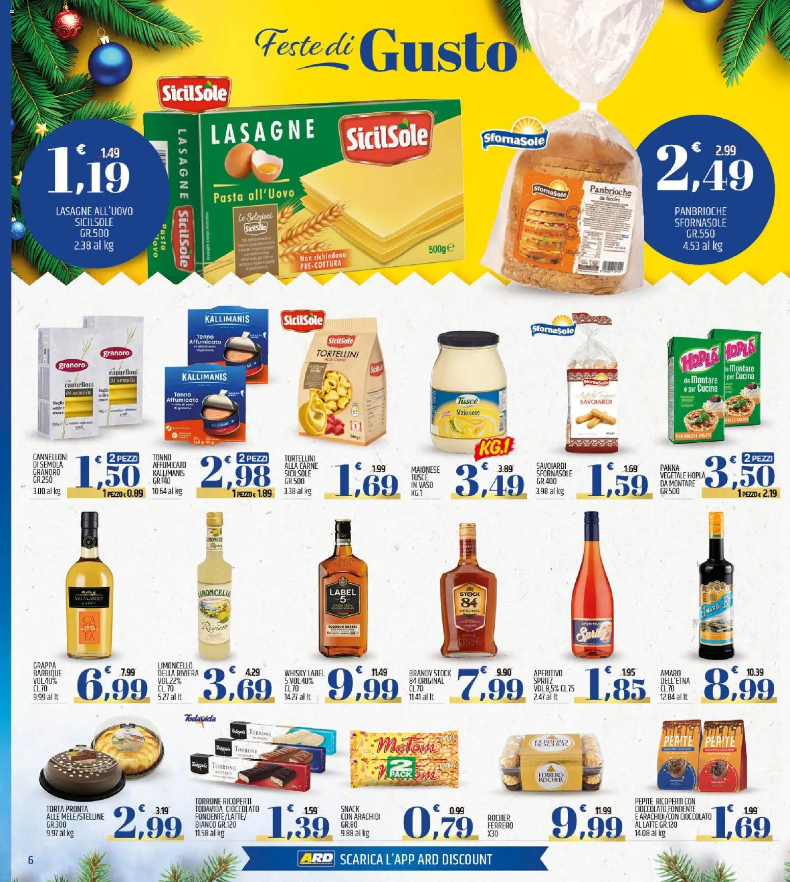 Volantino ARD Discount del 11.12.2025 | Pagina: 6 | Prodotti: Whisky, Arachidi, Vaso, Brandy