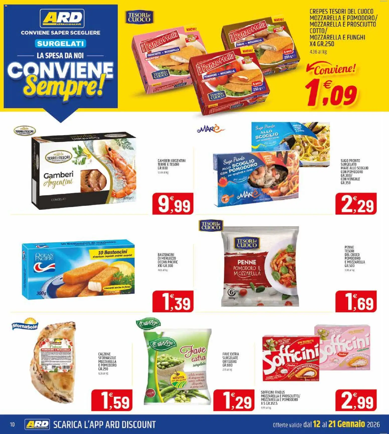 Volantino ARD Discount del 12.01.2026 | Pagina: 10 | Prodotti: Vongole, Mozzarella, Pomodoro, Sugo