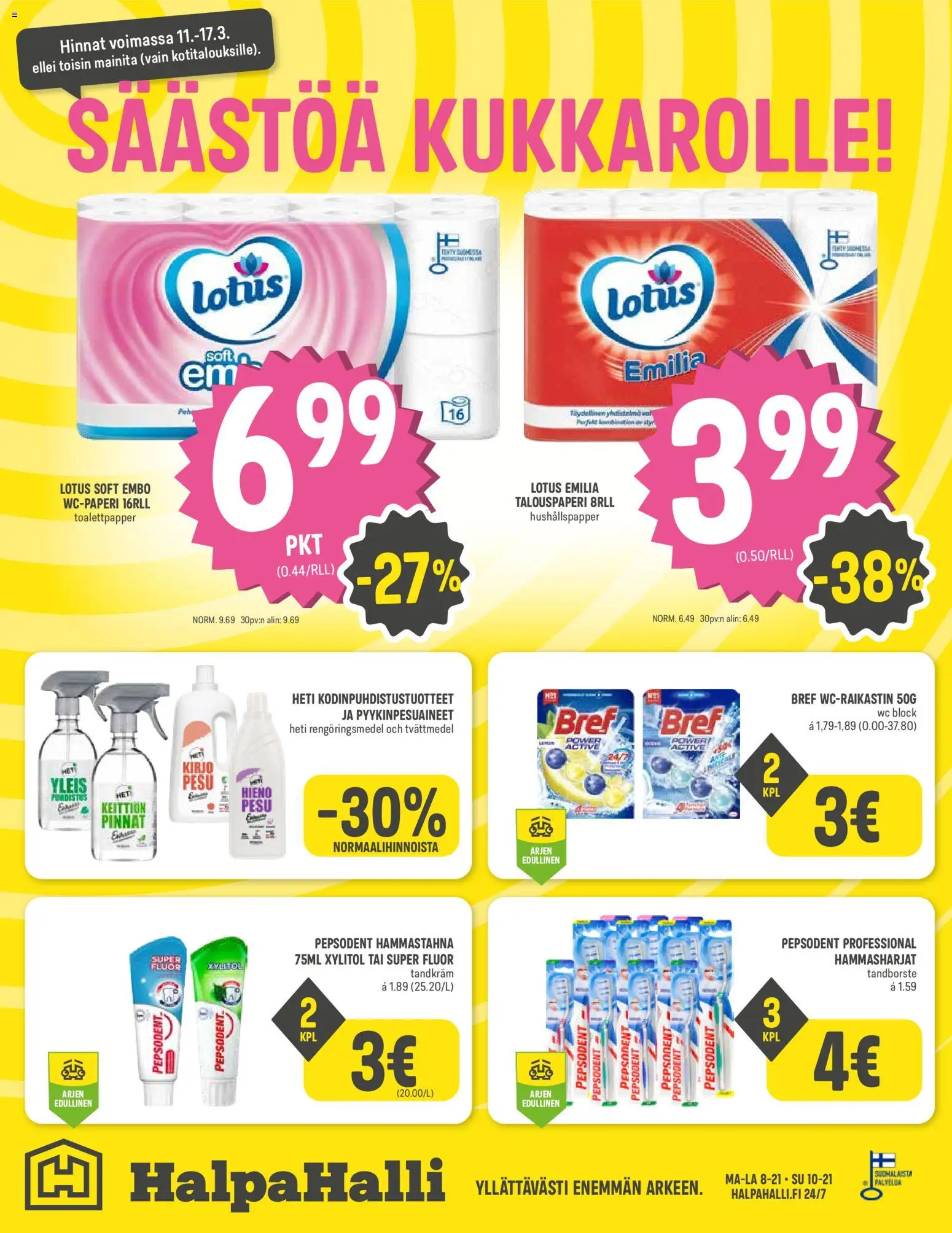 Halpa Halli tarjoukset – voimassa 11.03.2026 alkaen | Sivu: 8 | Tuotteet: Hammastahna, WC