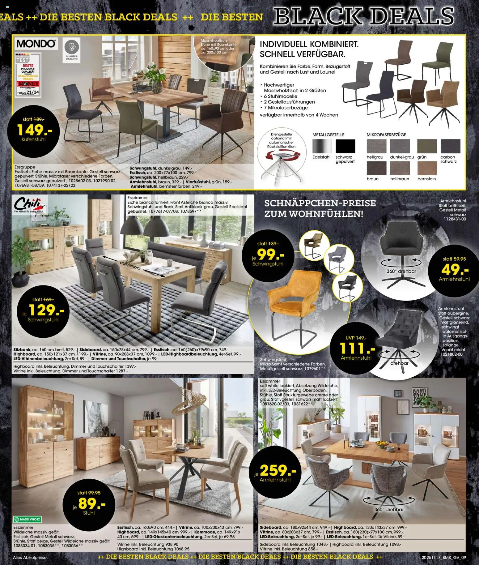 Möbel Martin - Black Friday – gültig ab 17.11.2025 | Seite: 9 | Produkte: Essgruppe, Stuhl, Creme, Chili