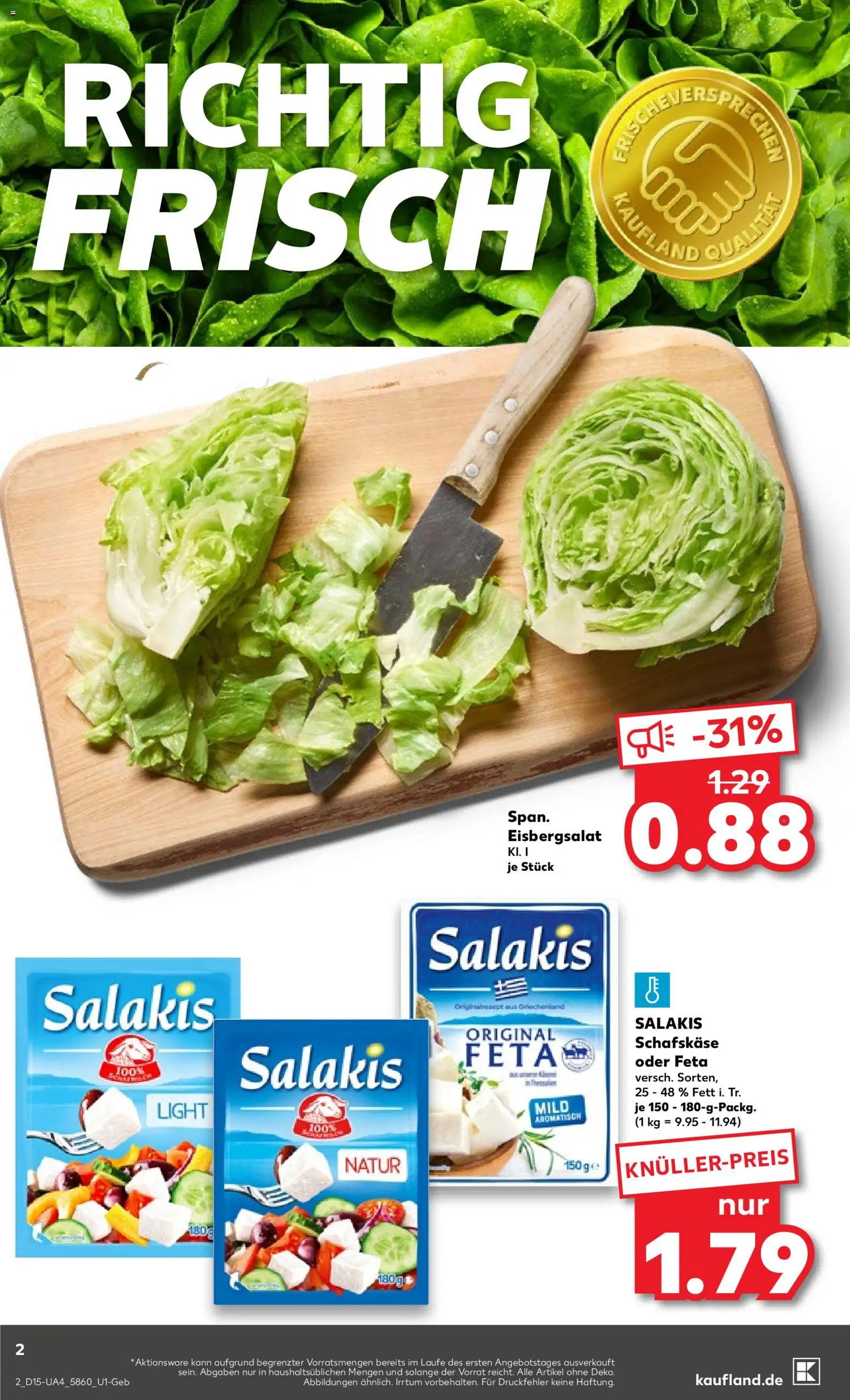 Kaufland Prospekt Stuttgart	 – gültig ab 09.04.2026 | Seite: 2 | Produkte: Feta, Eisbergsalat, Salakis, Schafskase