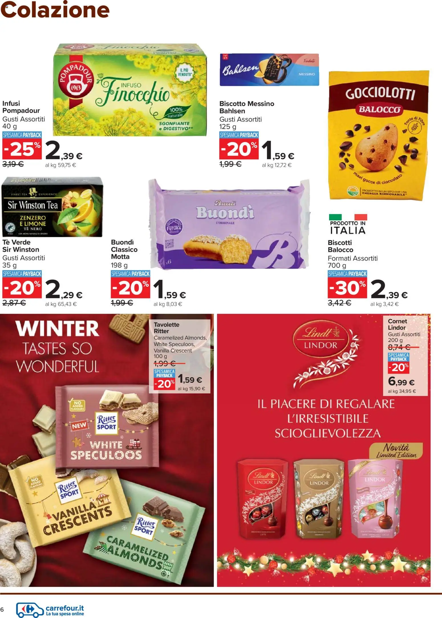 Volantino Carrefour del 27.12.2025 | Pagina: 6 | Prodotti: Tè, Biscotti, Limone, Digestivo
